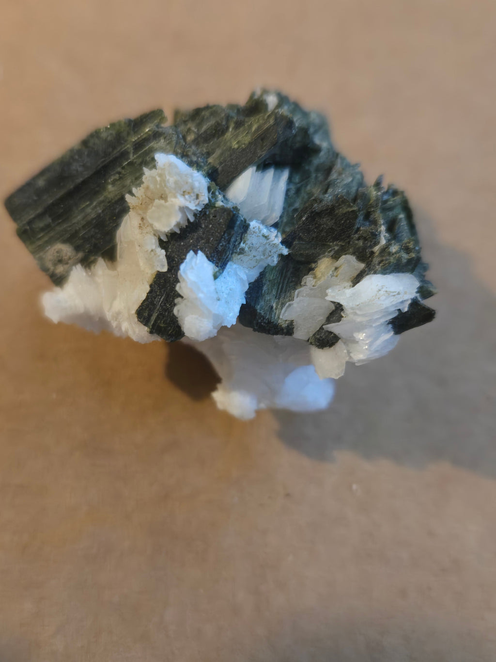 Actinolite on calcite