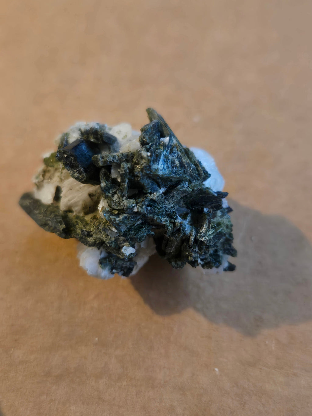 Actinolite on calcite