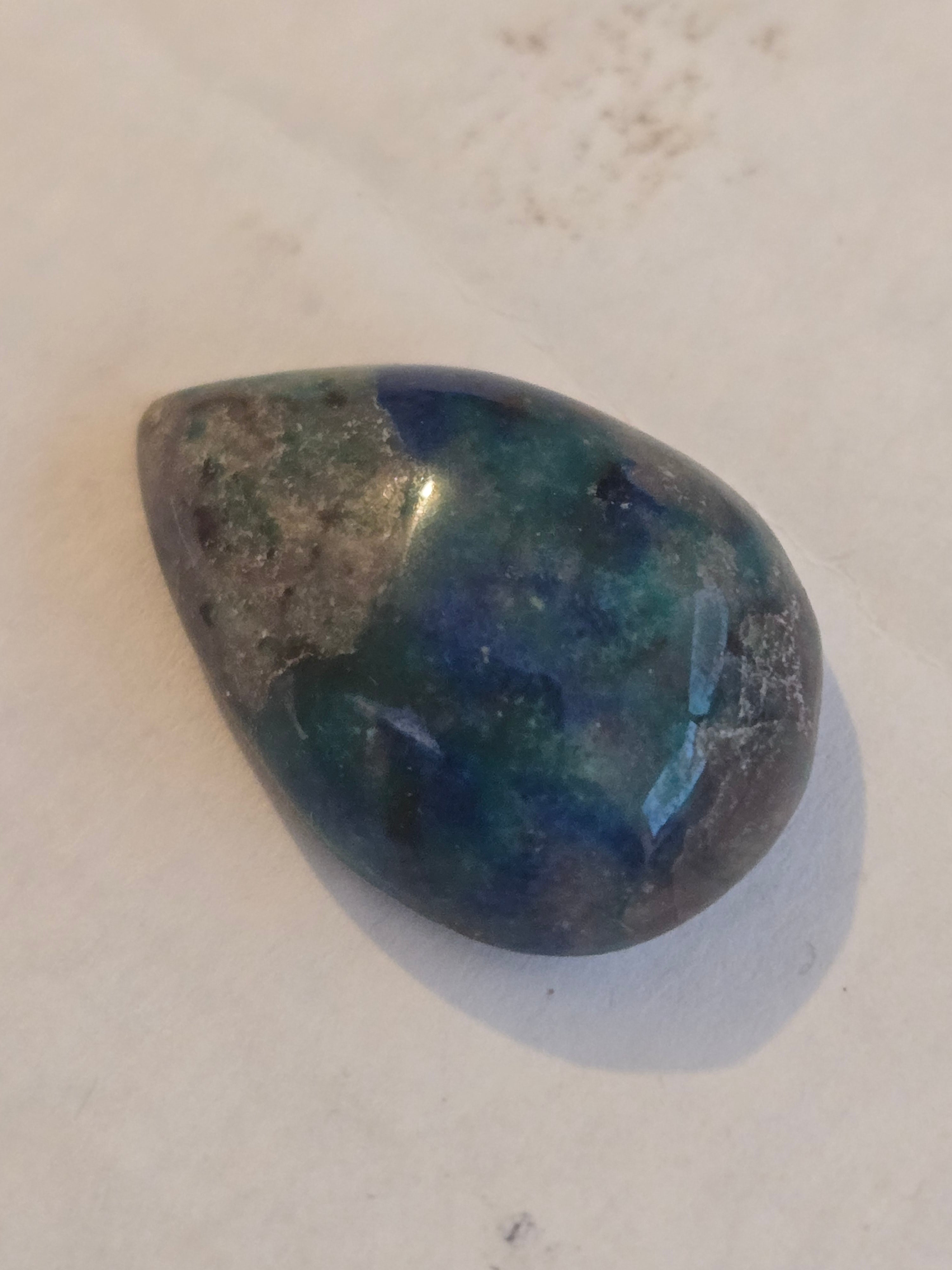 Ajoite Shattuckite Pear Cabochon