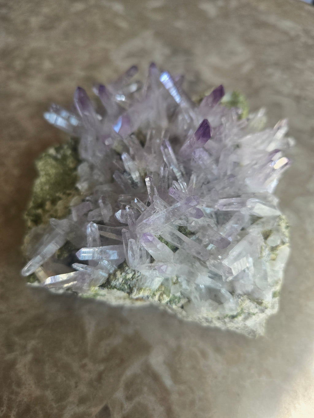 Amethyst on Epidote - Adam's Minerals LLC