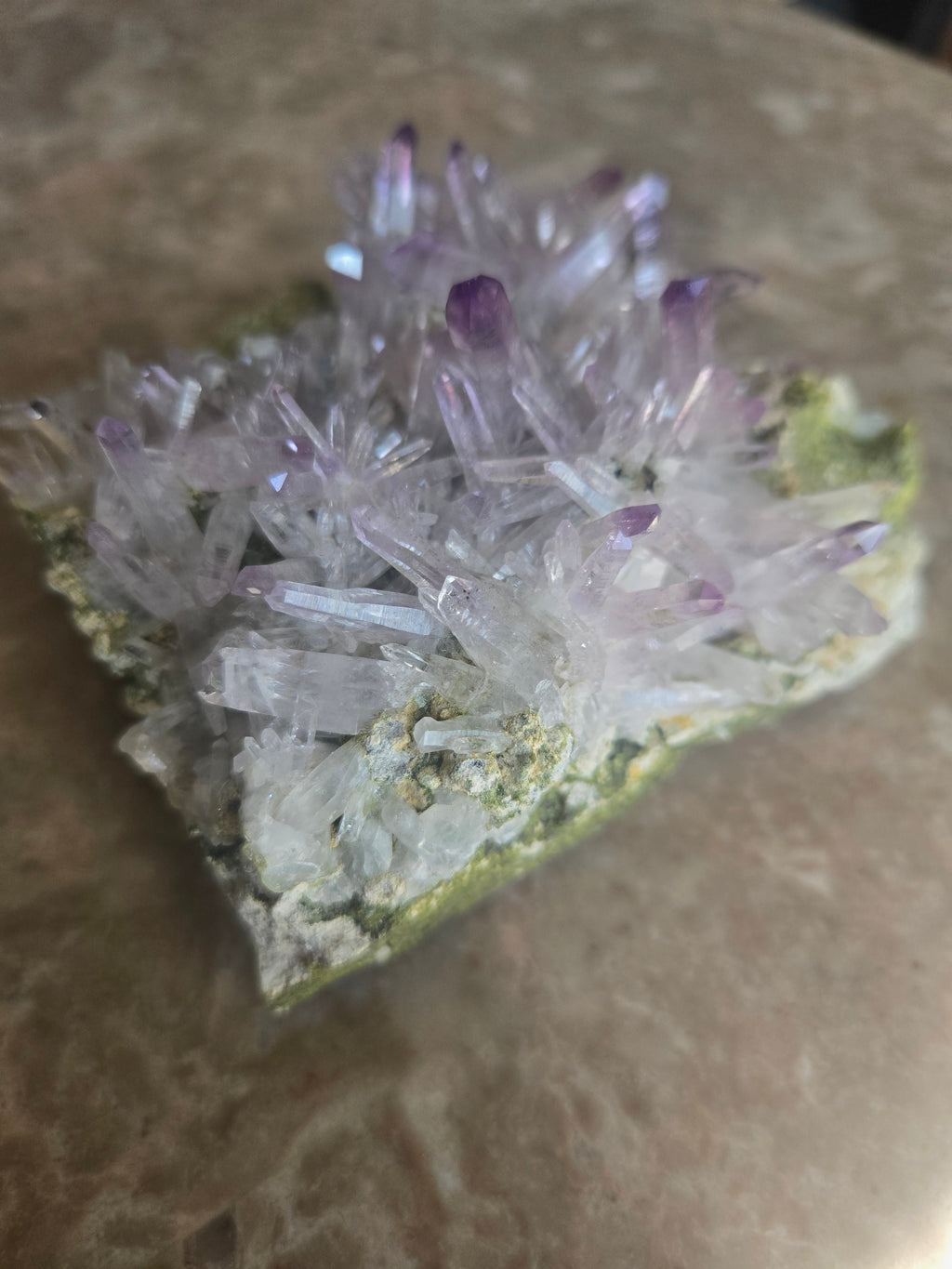 Amethyst on Epidote - Adam's Minerals LLC