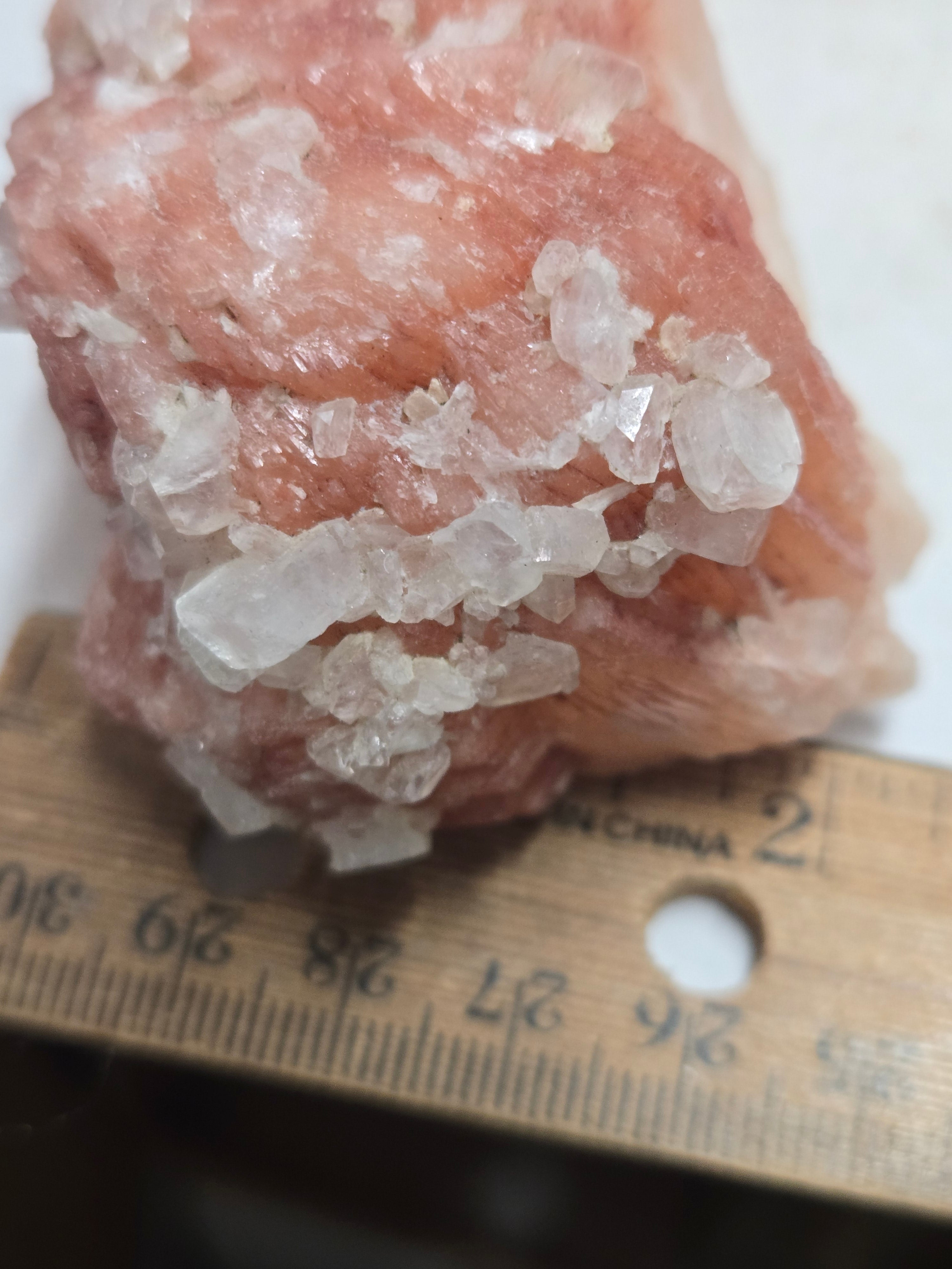 Apophyllite on red stilbite