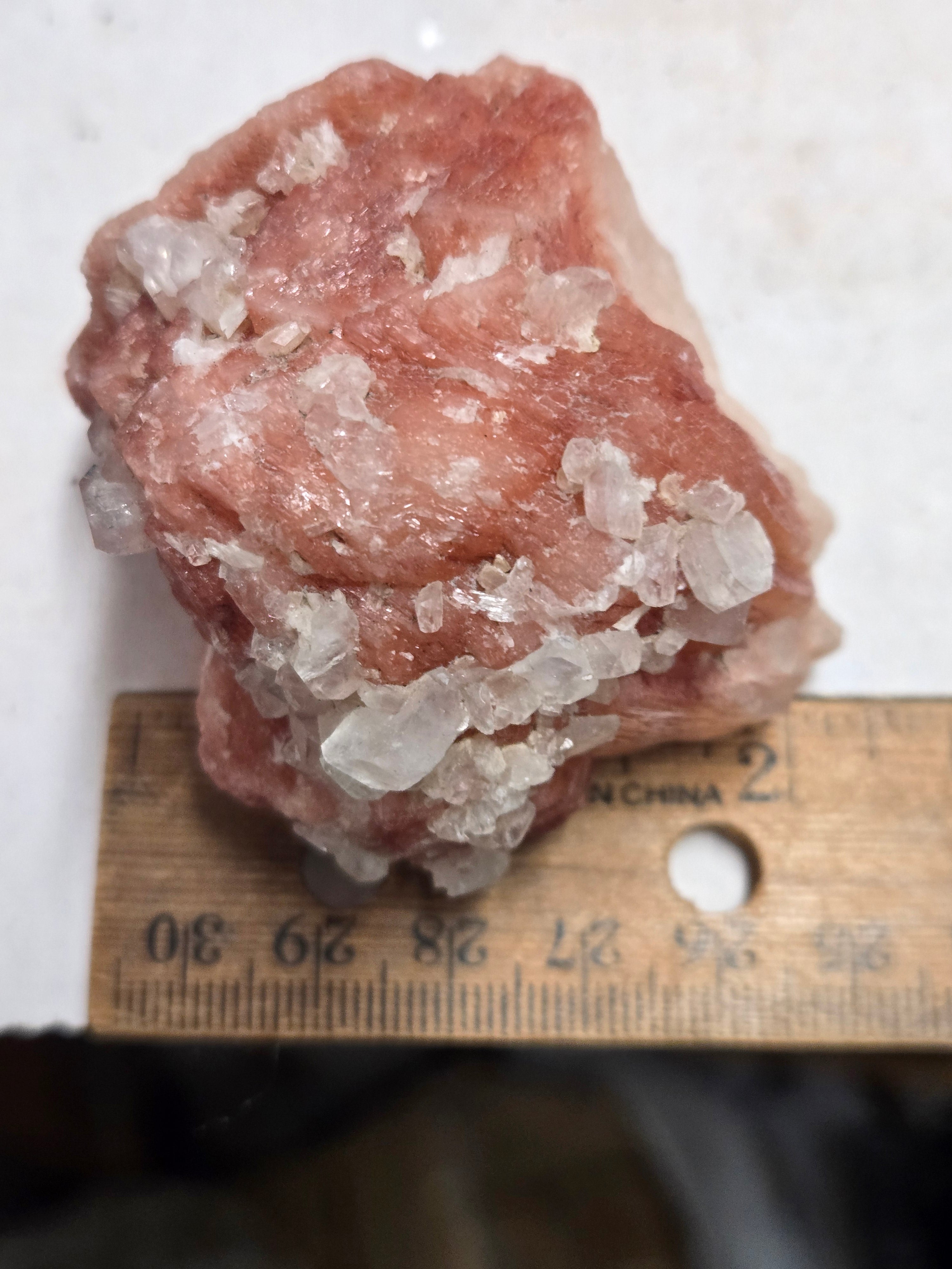 Apophyllite on red stilbite