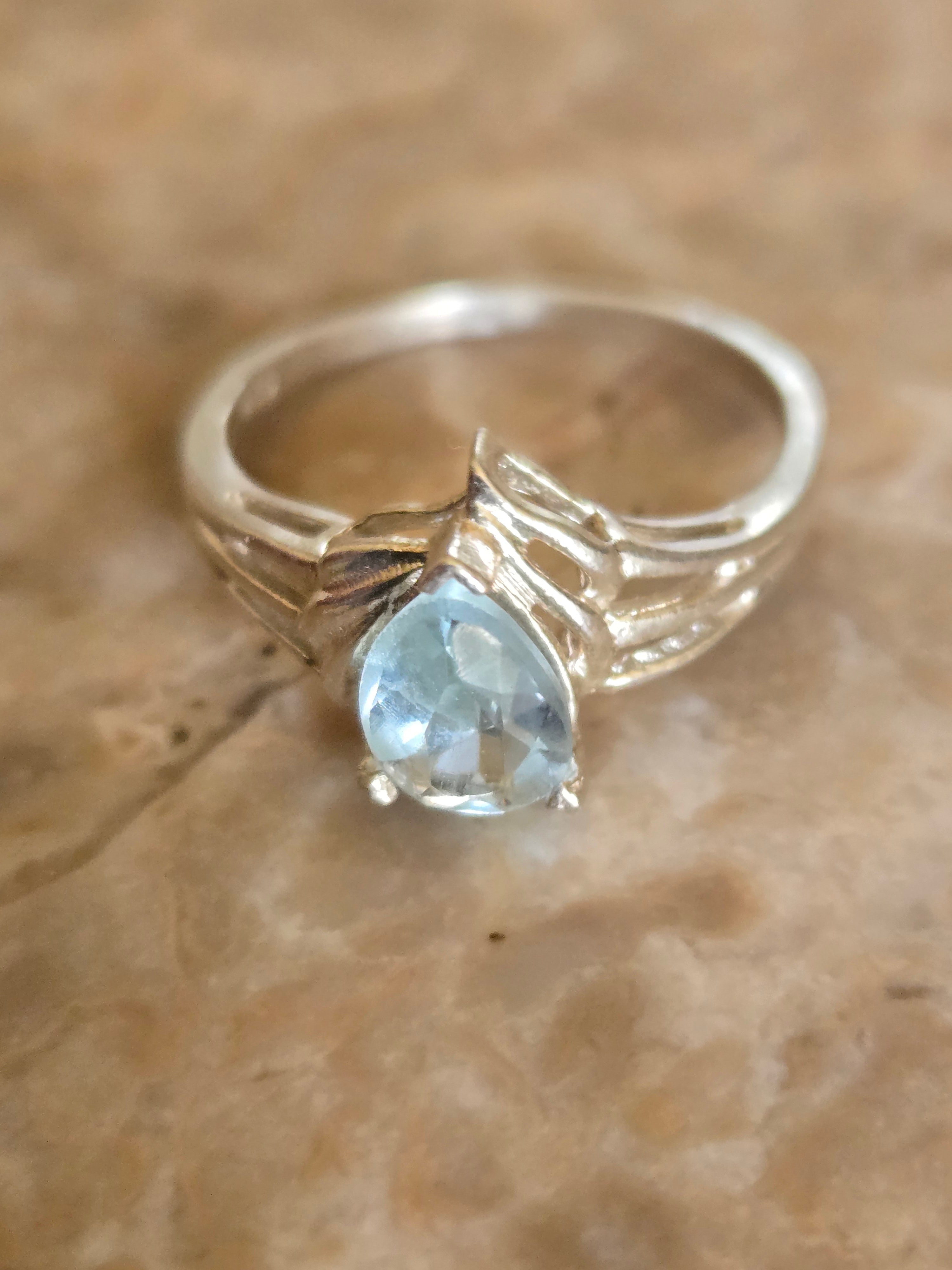 Aquamarine Pear Ring