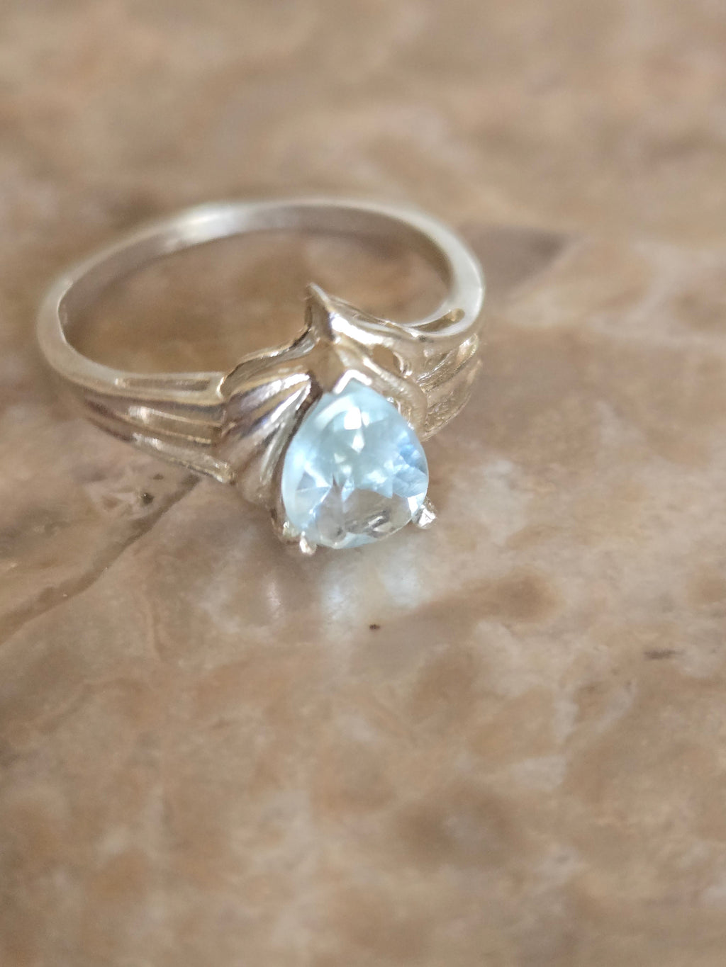 Aquamarine Pear Ring