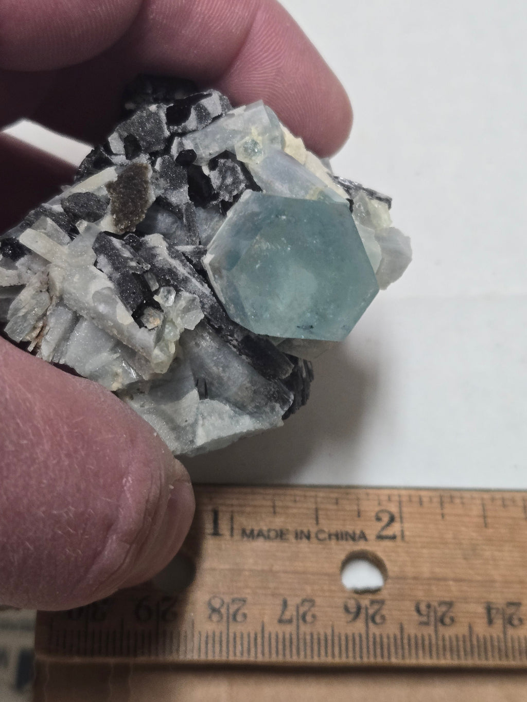 Aquamarine with Schorl