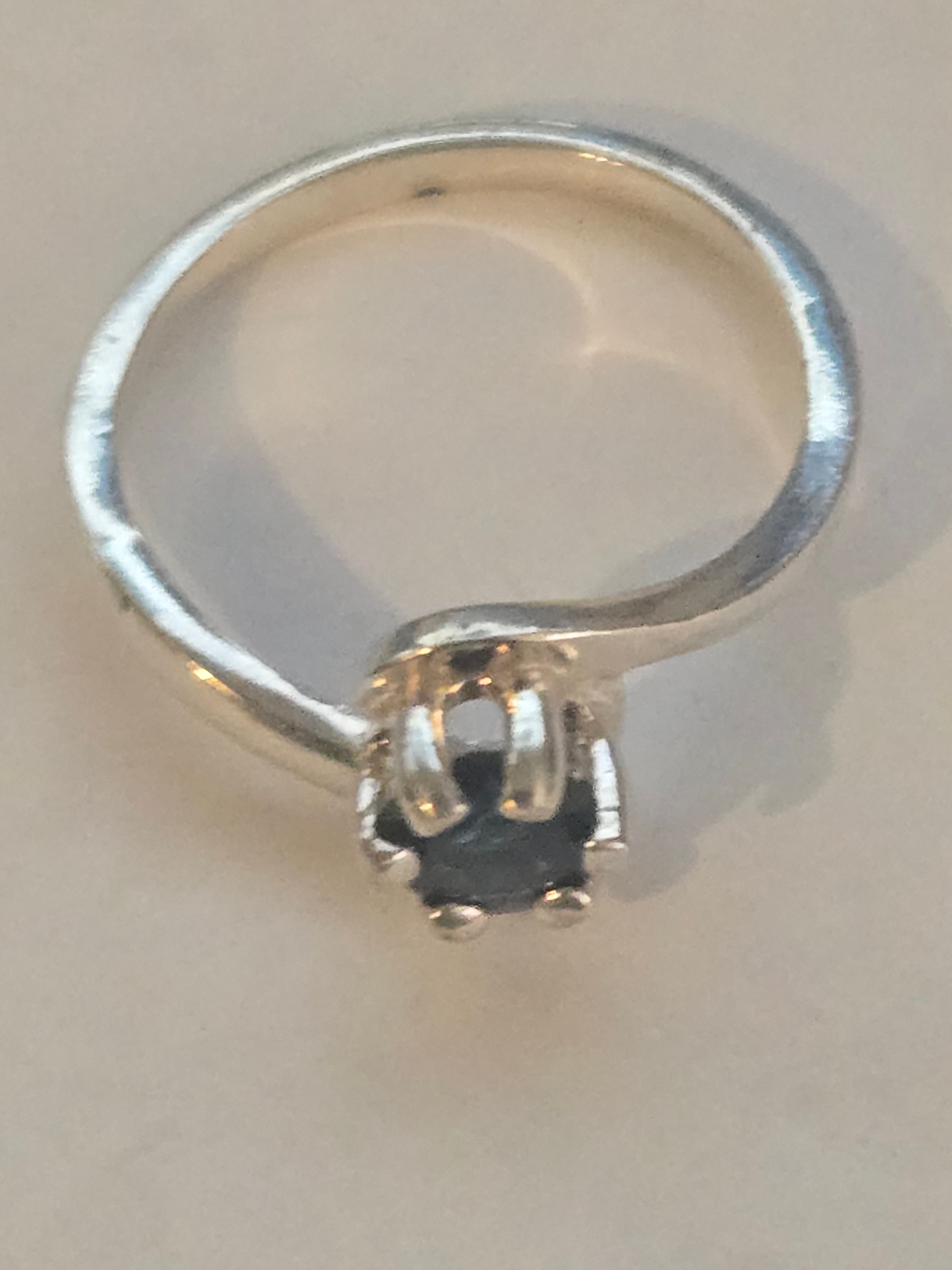 Blue Spinel Crescent Ring
