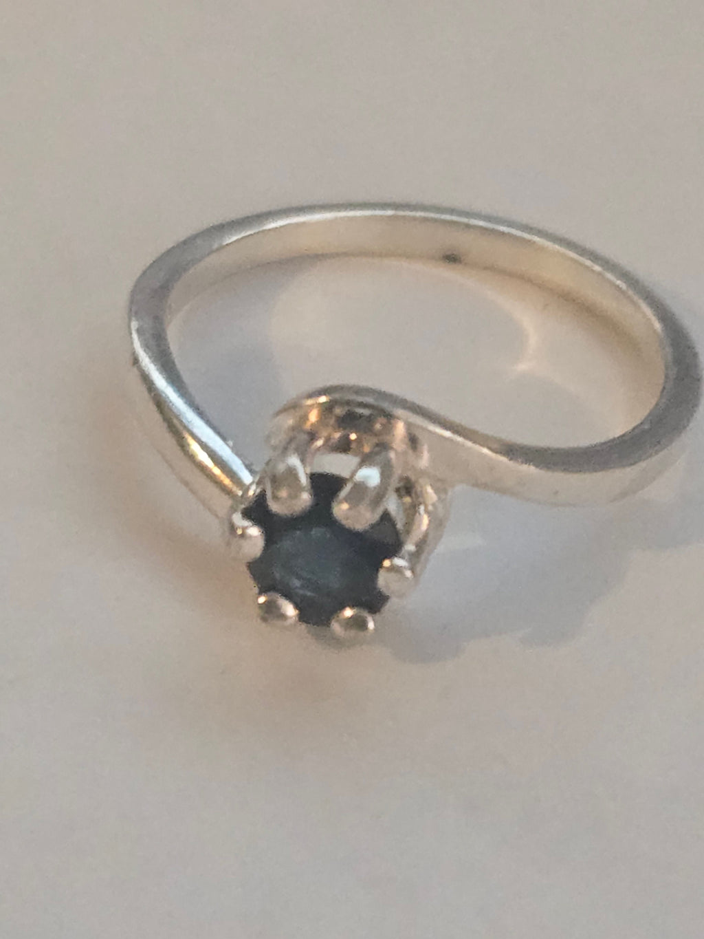 Blue Spinel Crescent Ring