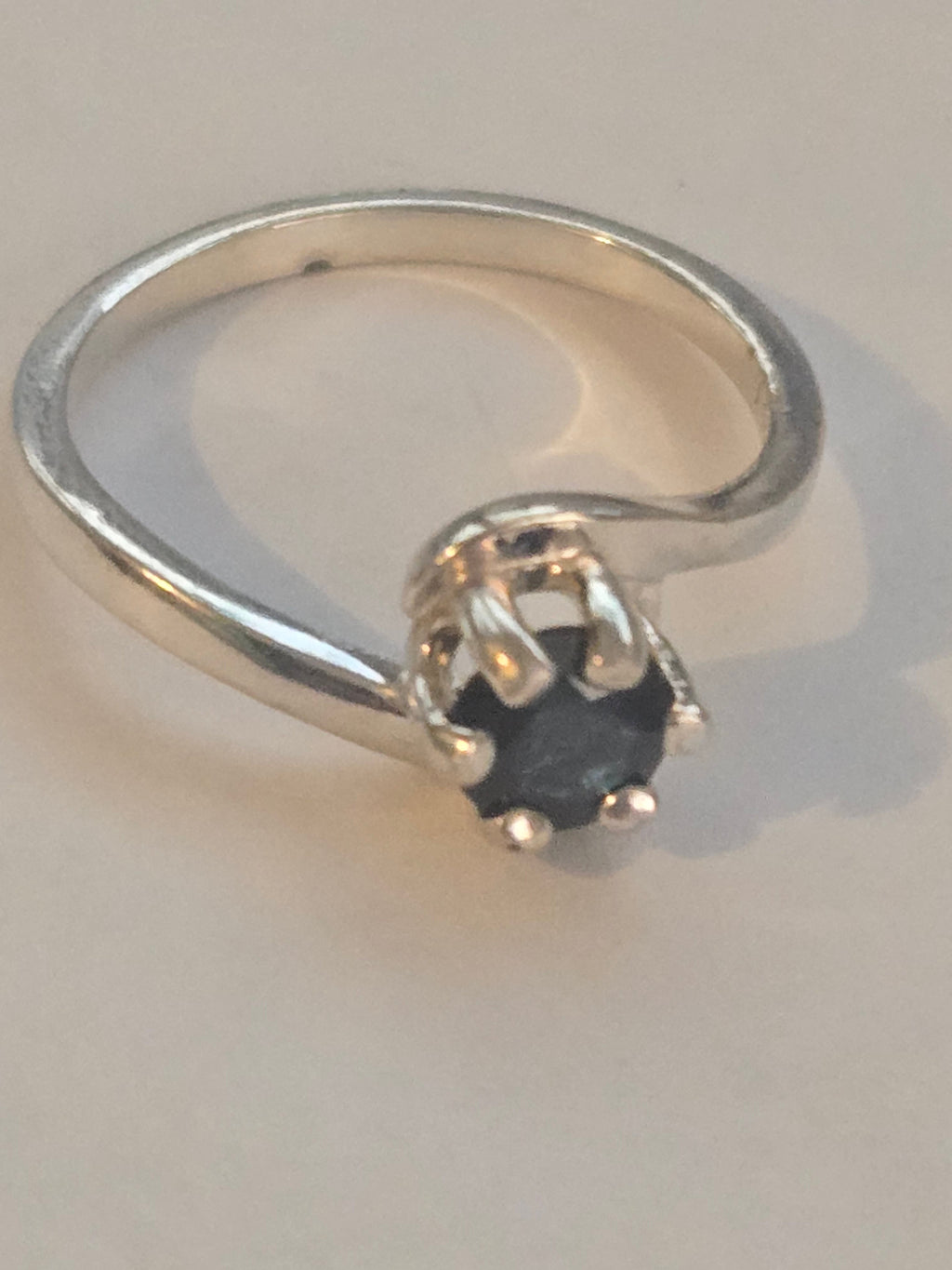 Blue Spinel Crescent Ring