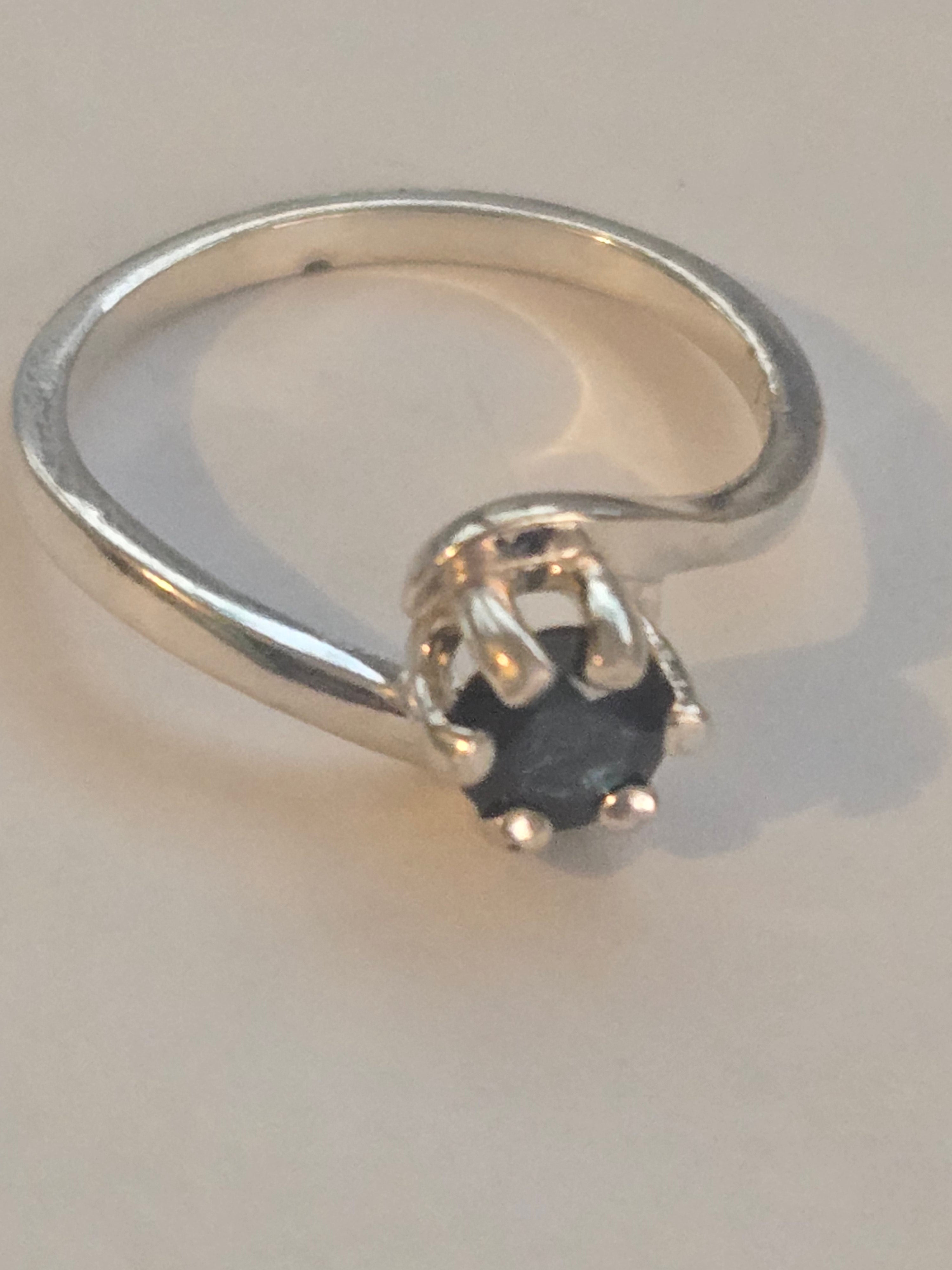 Blue Spinel Crescent Ring