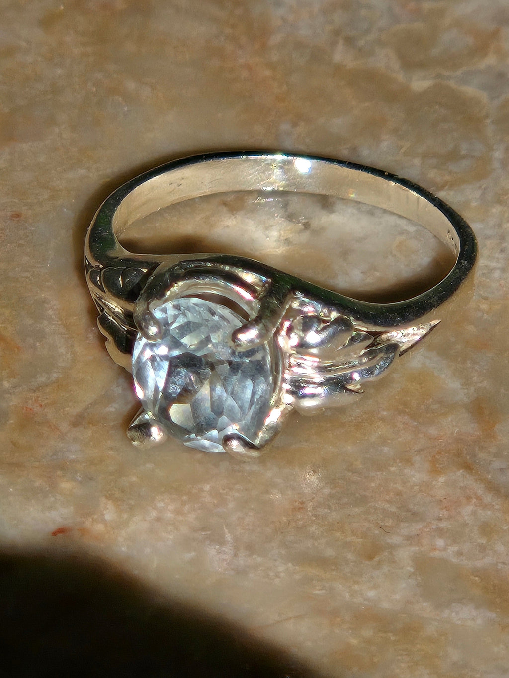 Blue topaz Leaf ring