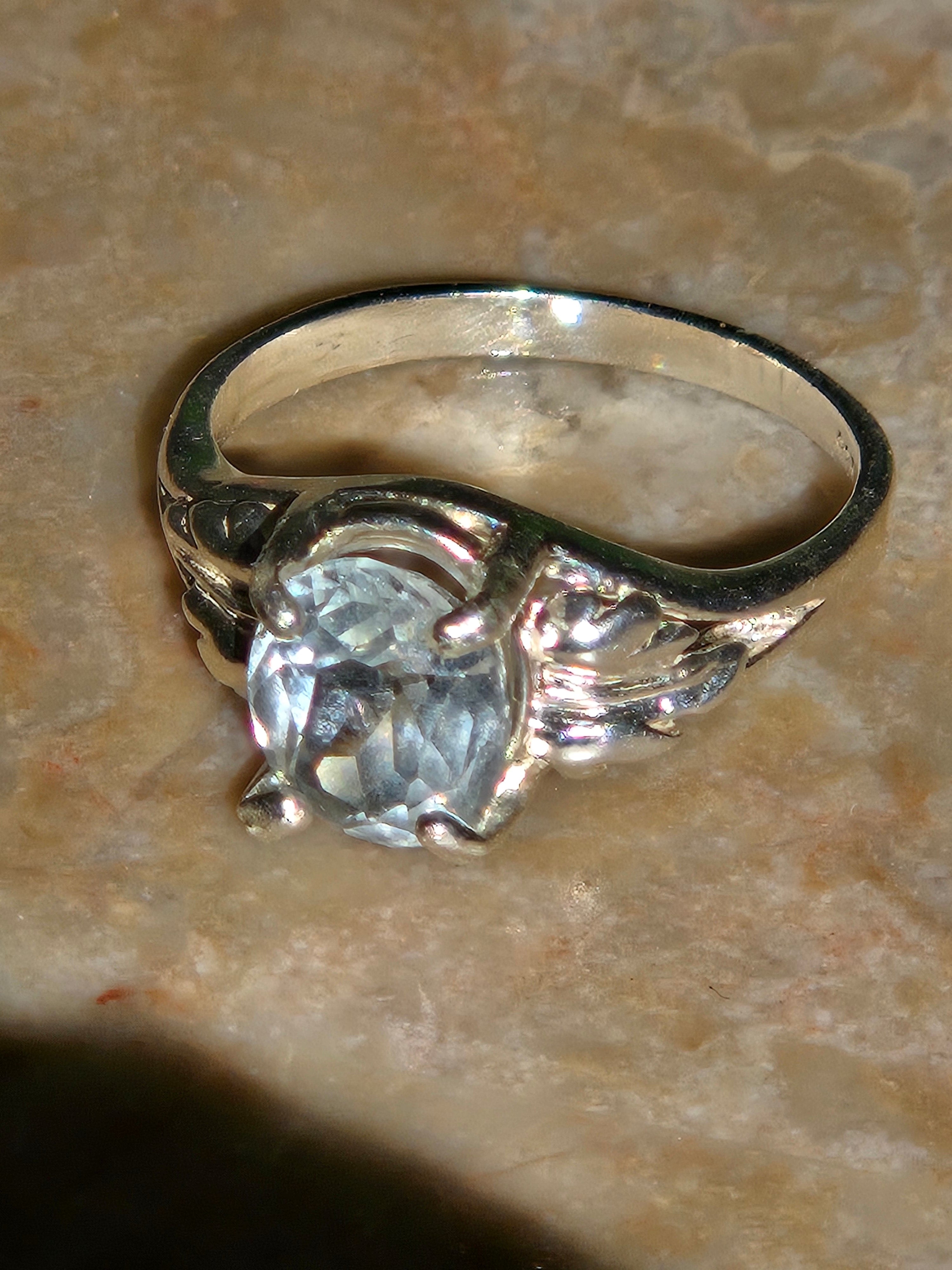 Blue topaz Leaf ring