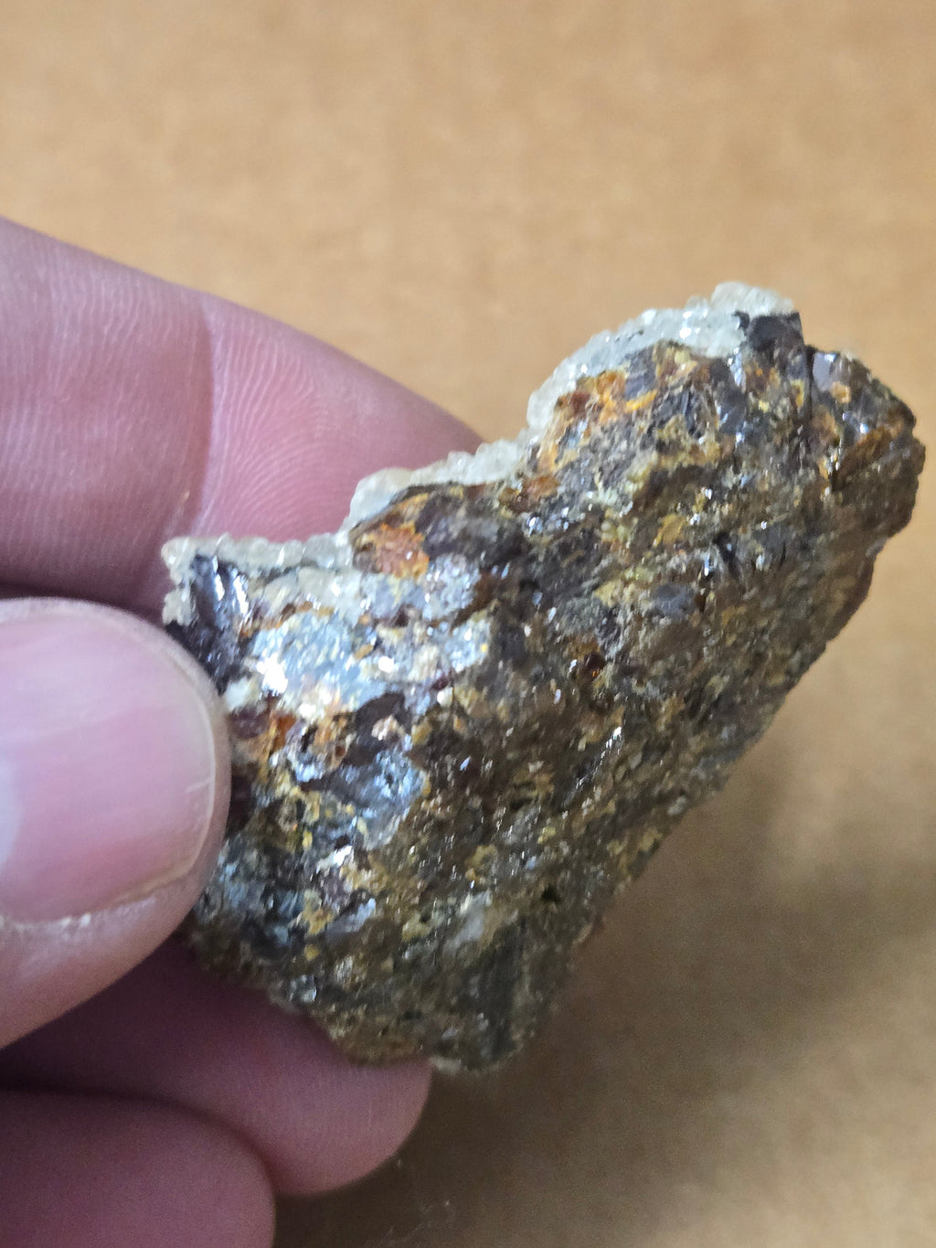 Calcite on sphalerite