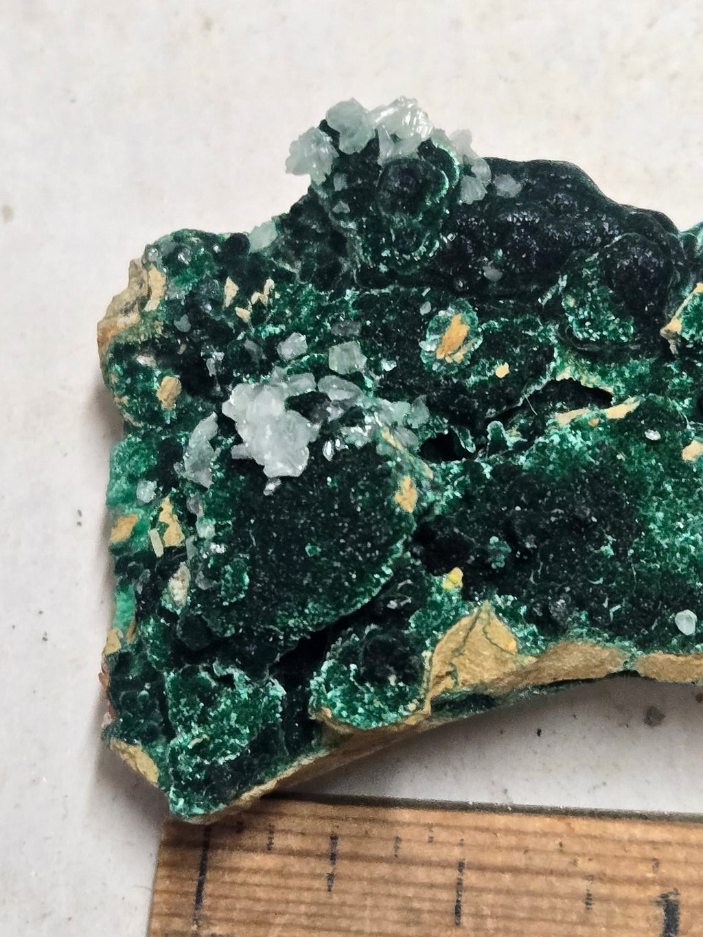 Cerussite on Malachite