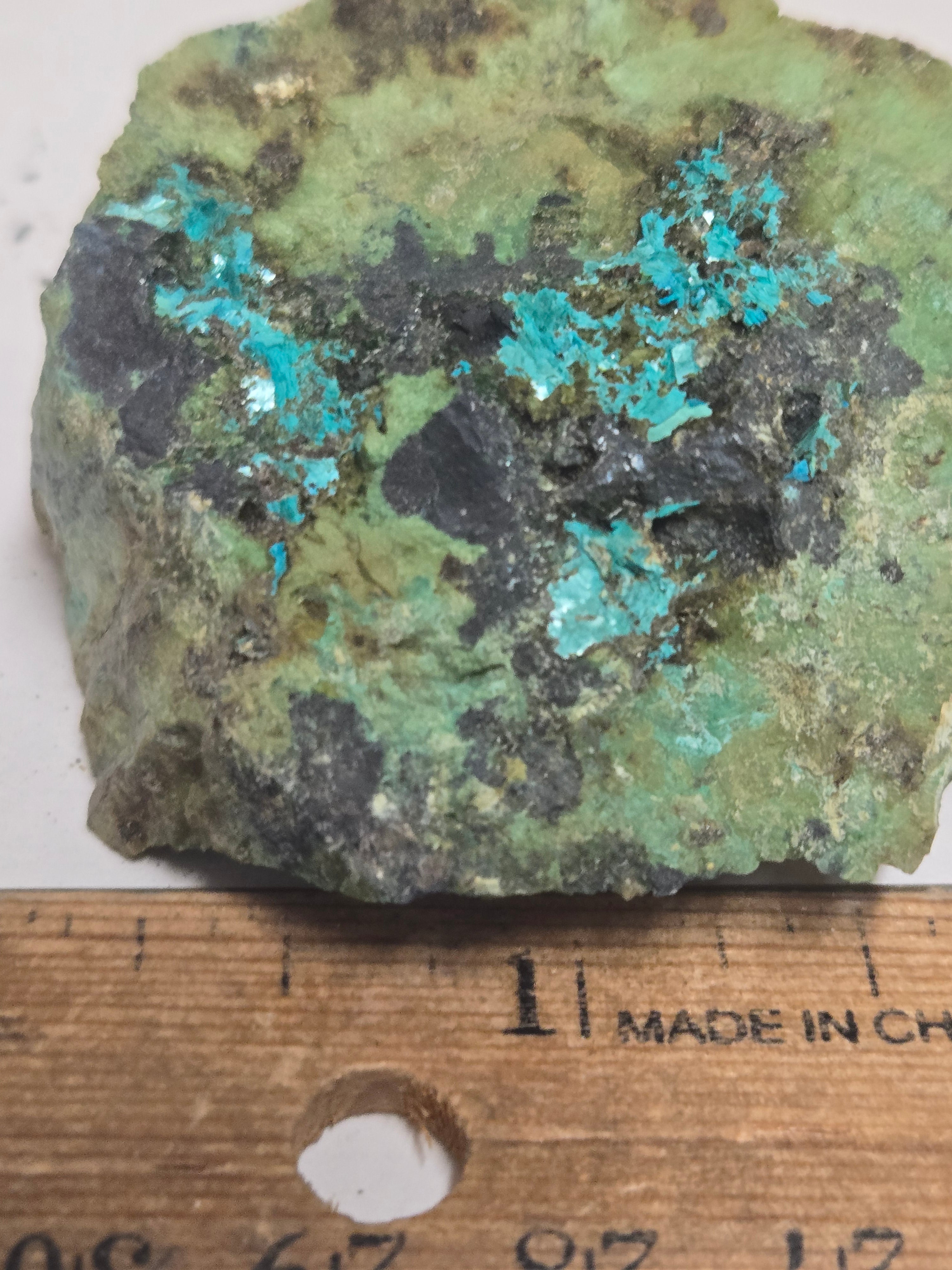 Chalcophyllite crystals in matrix