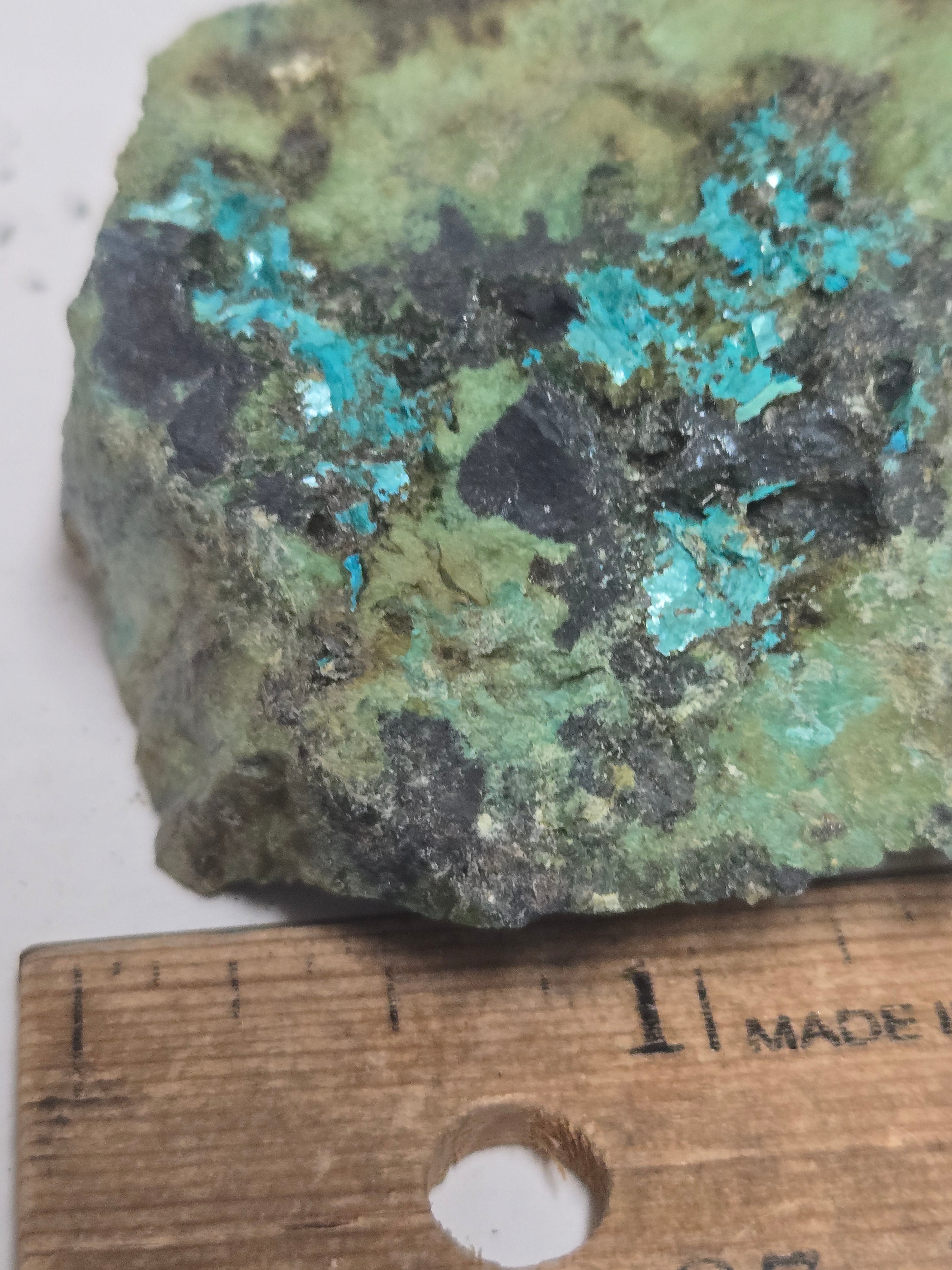 Chalcophyllite crystals in matrix