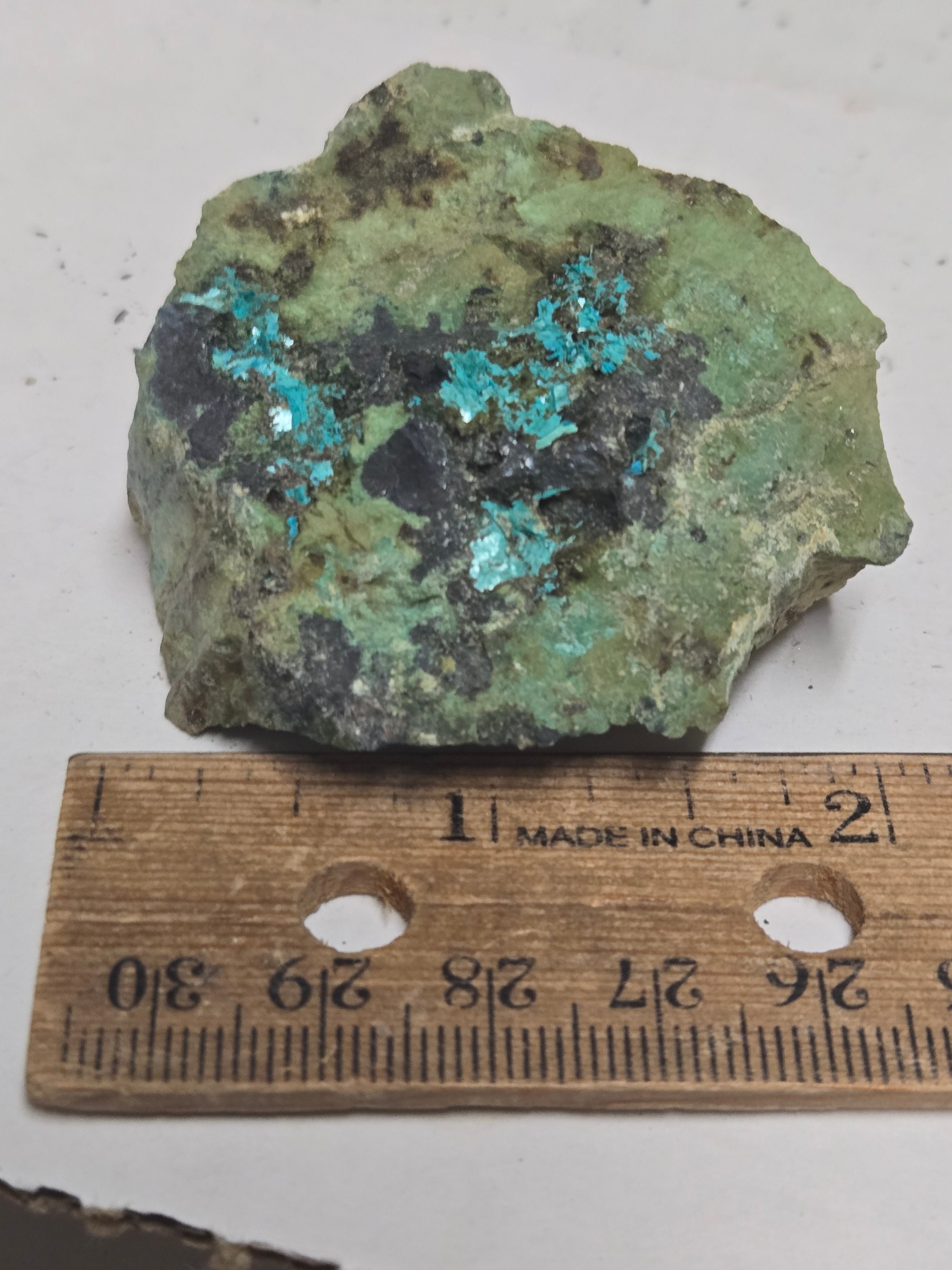 Chalcophyllite crystals in matrix
