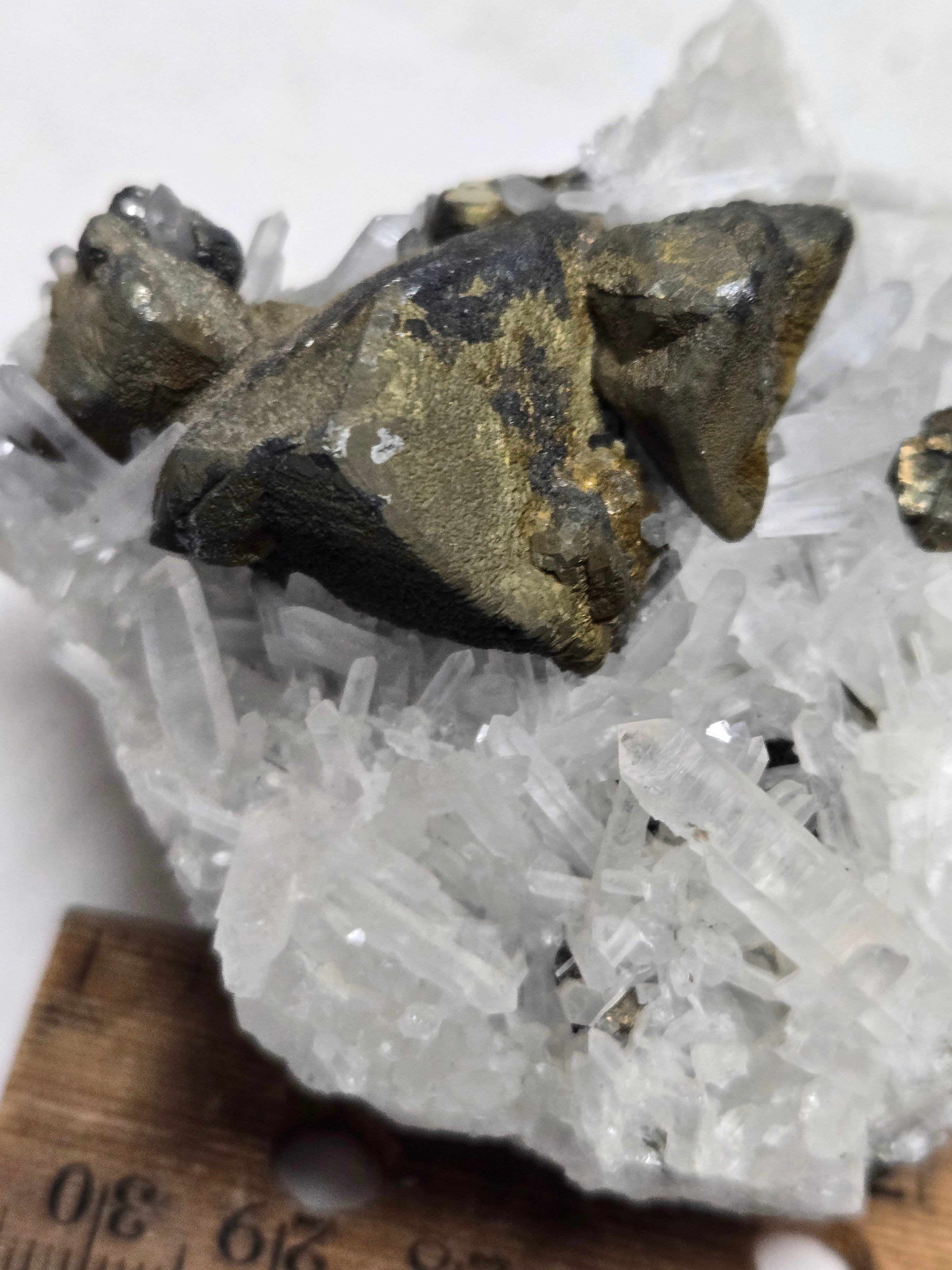 Chalcopyrite with quartz specimen