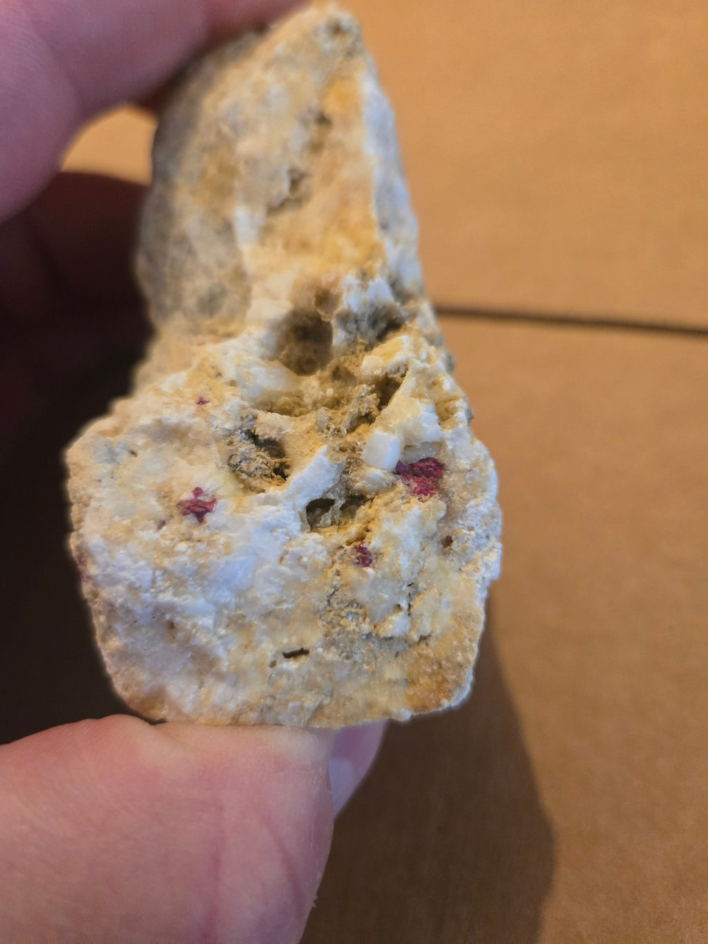 Cinnabar on calcite