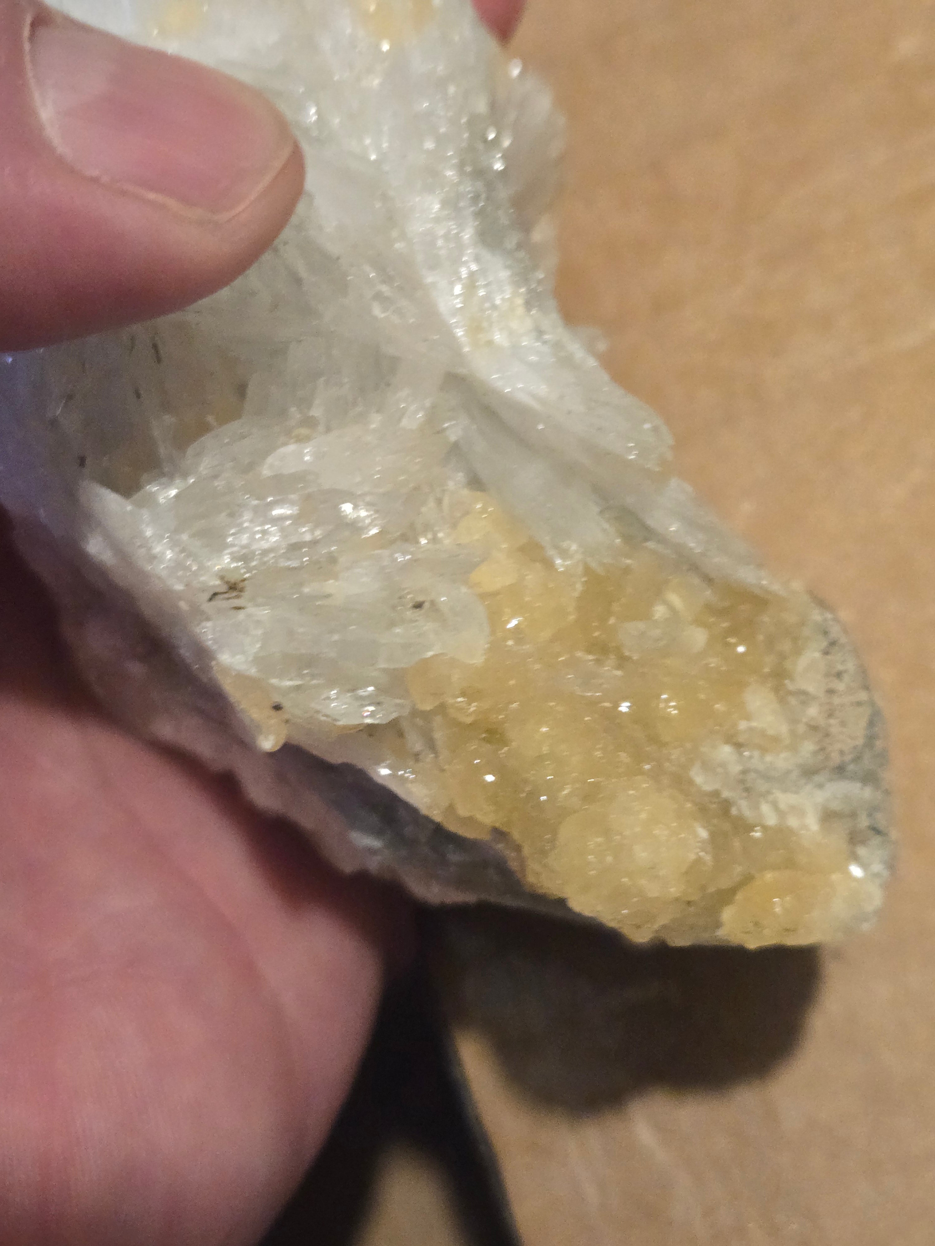 Colemanite cluster with calcite