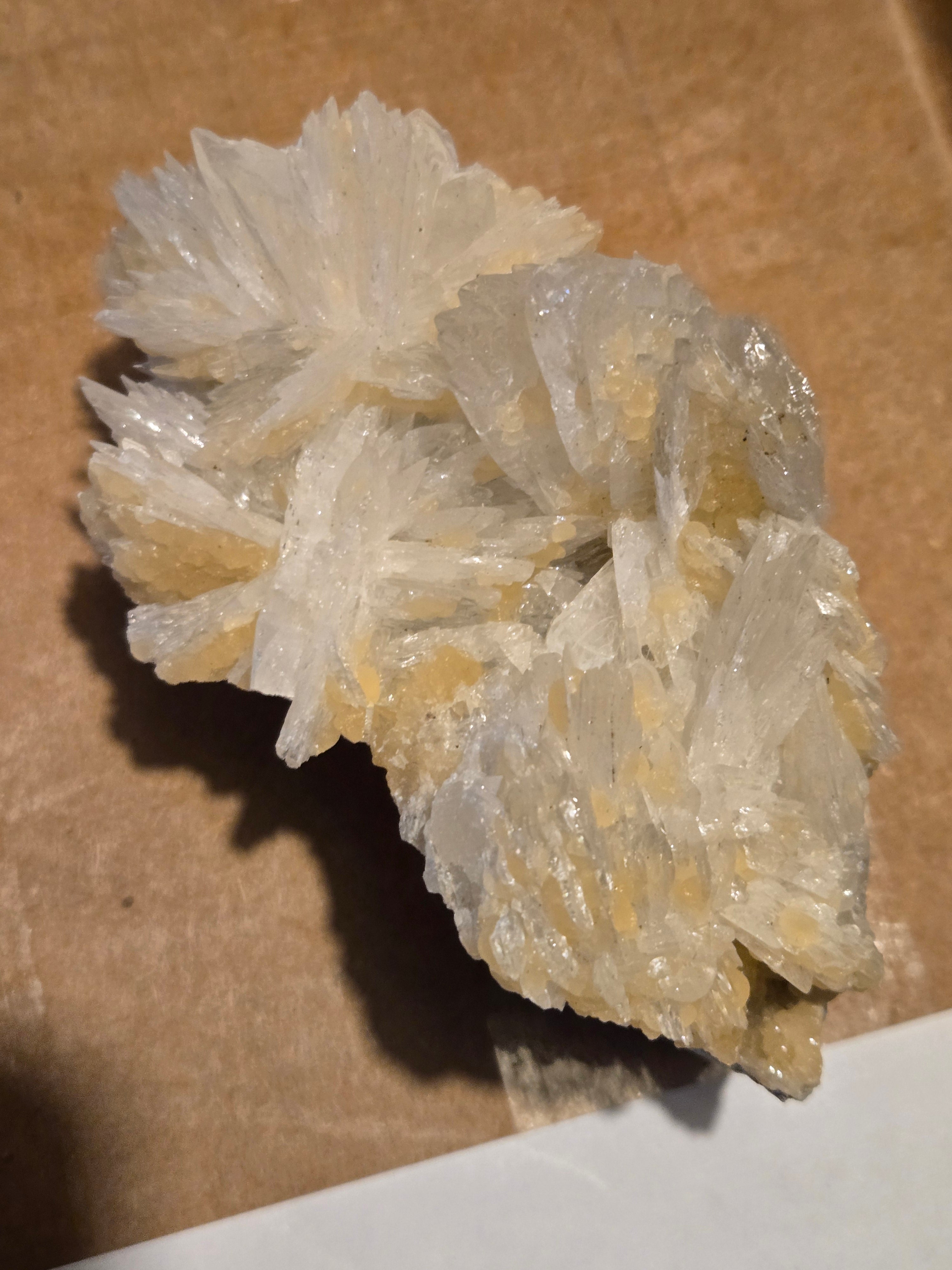 Colemanite cluster with calcite