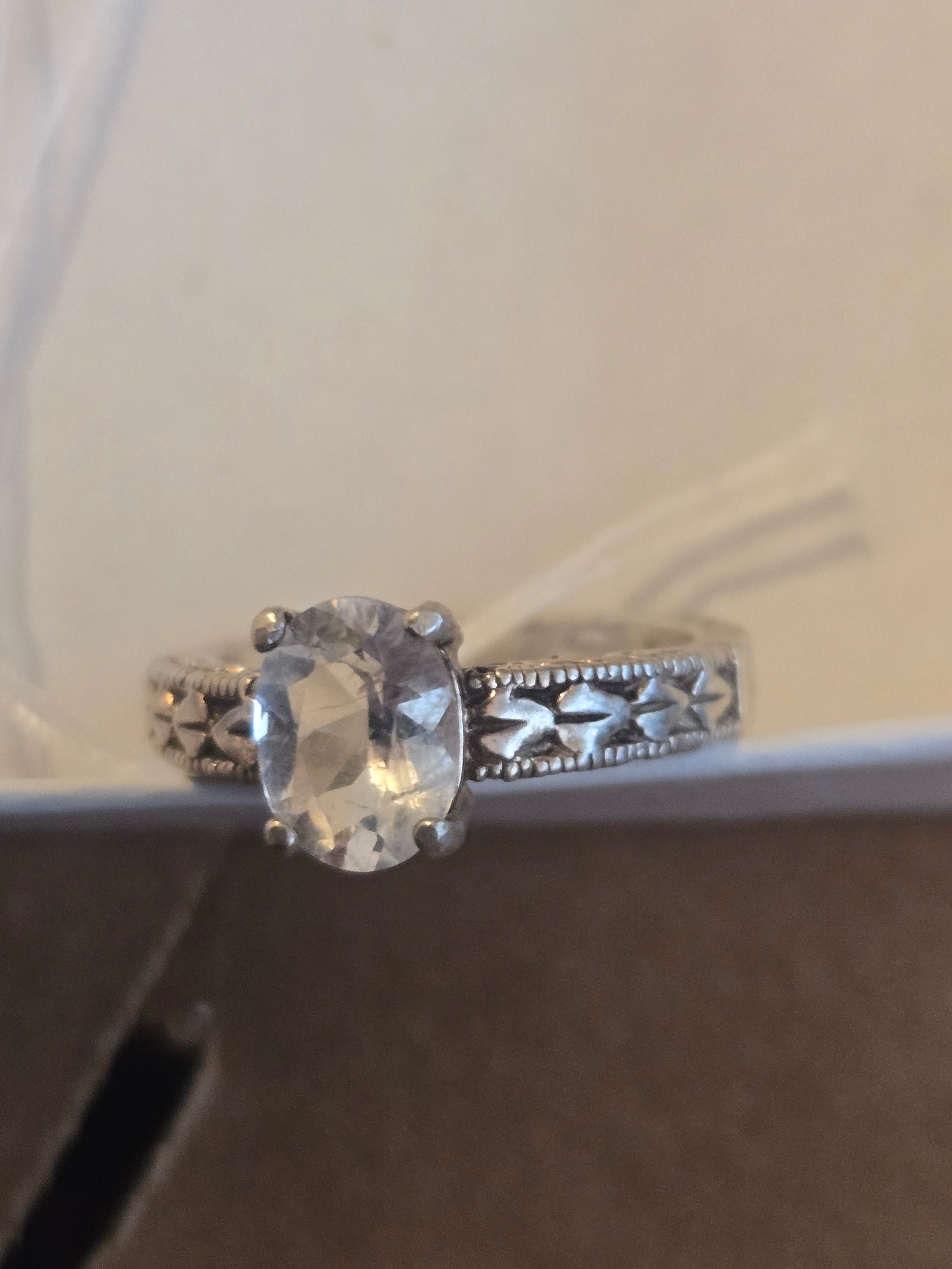 Colorado Topaz Engraved Shank Ring