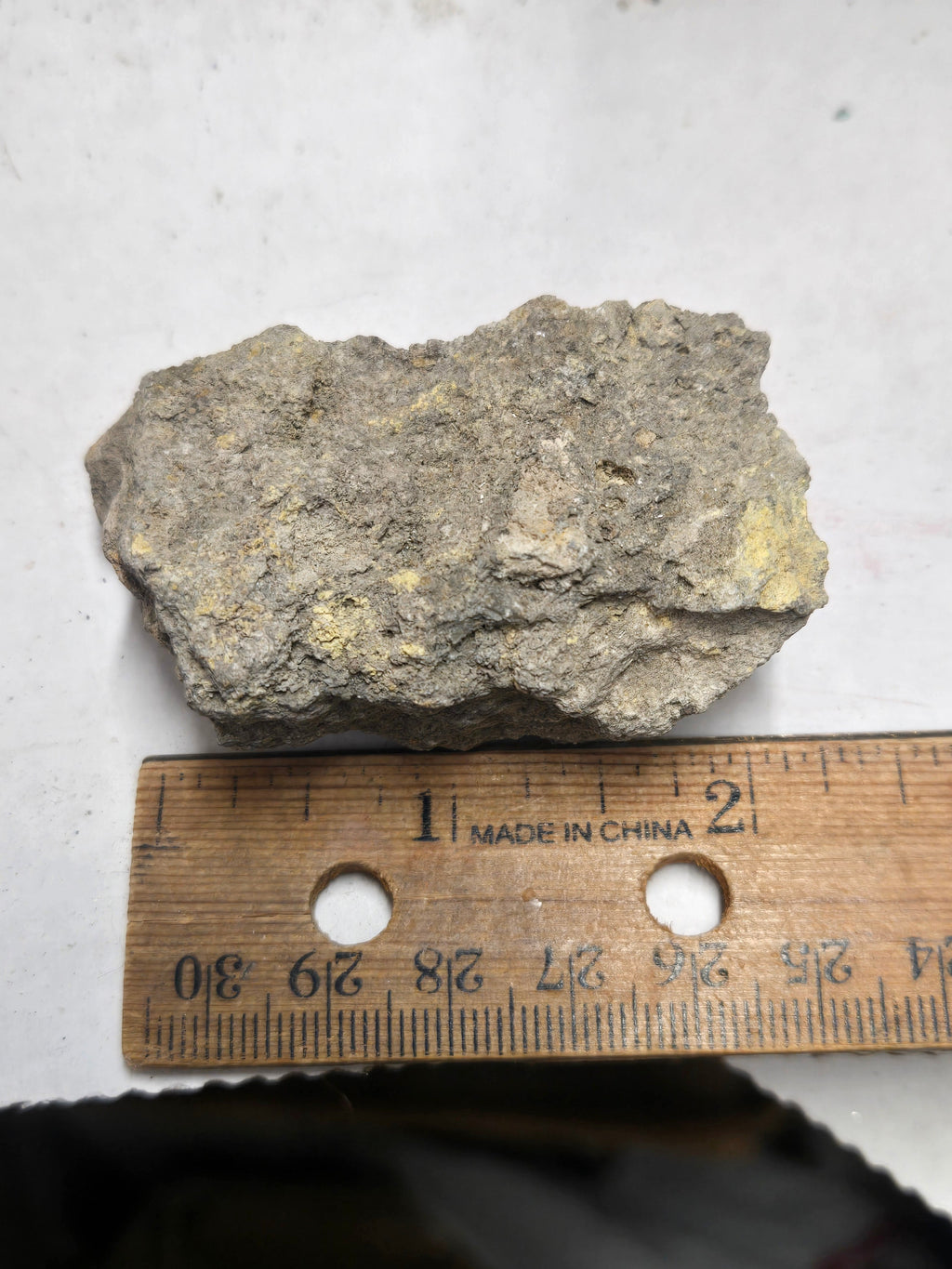 Dinosaur bone with tyuyamunite