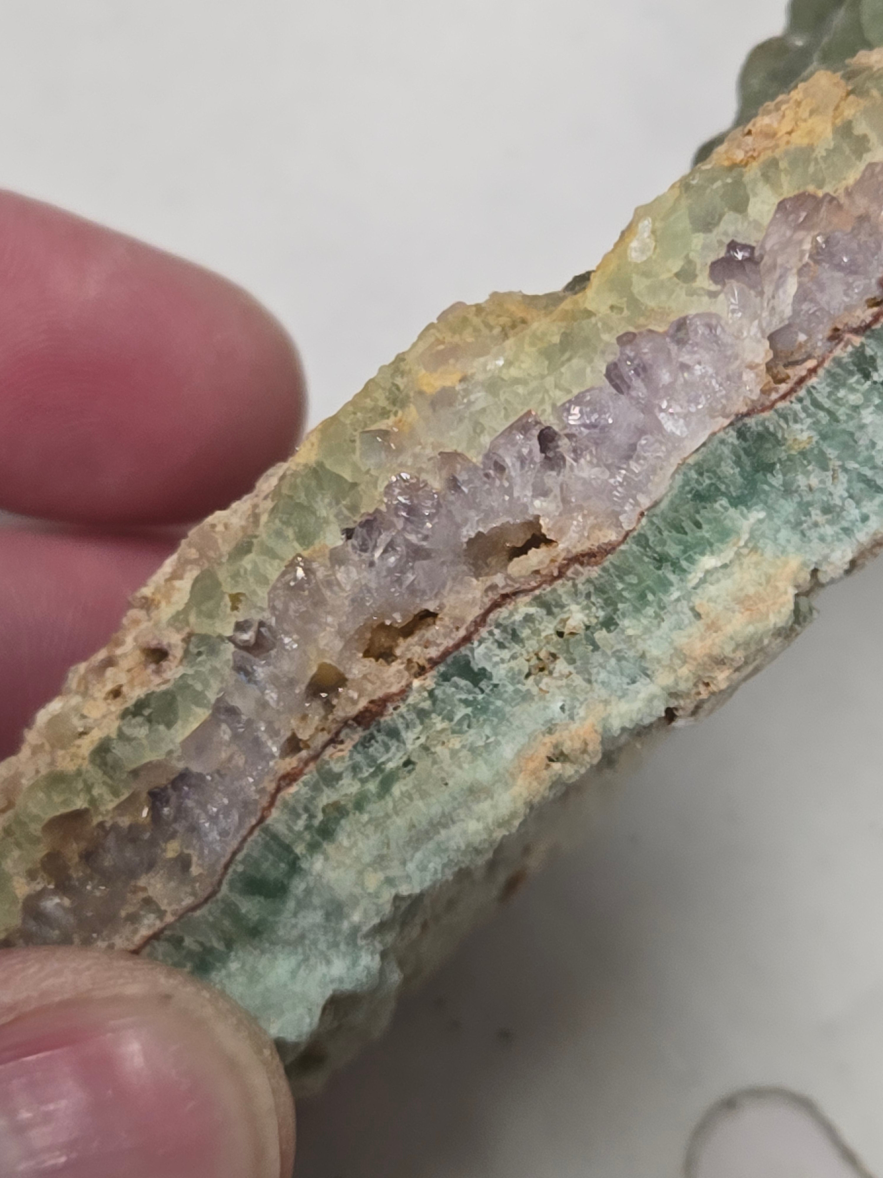 Fluorite on amethyst specimen