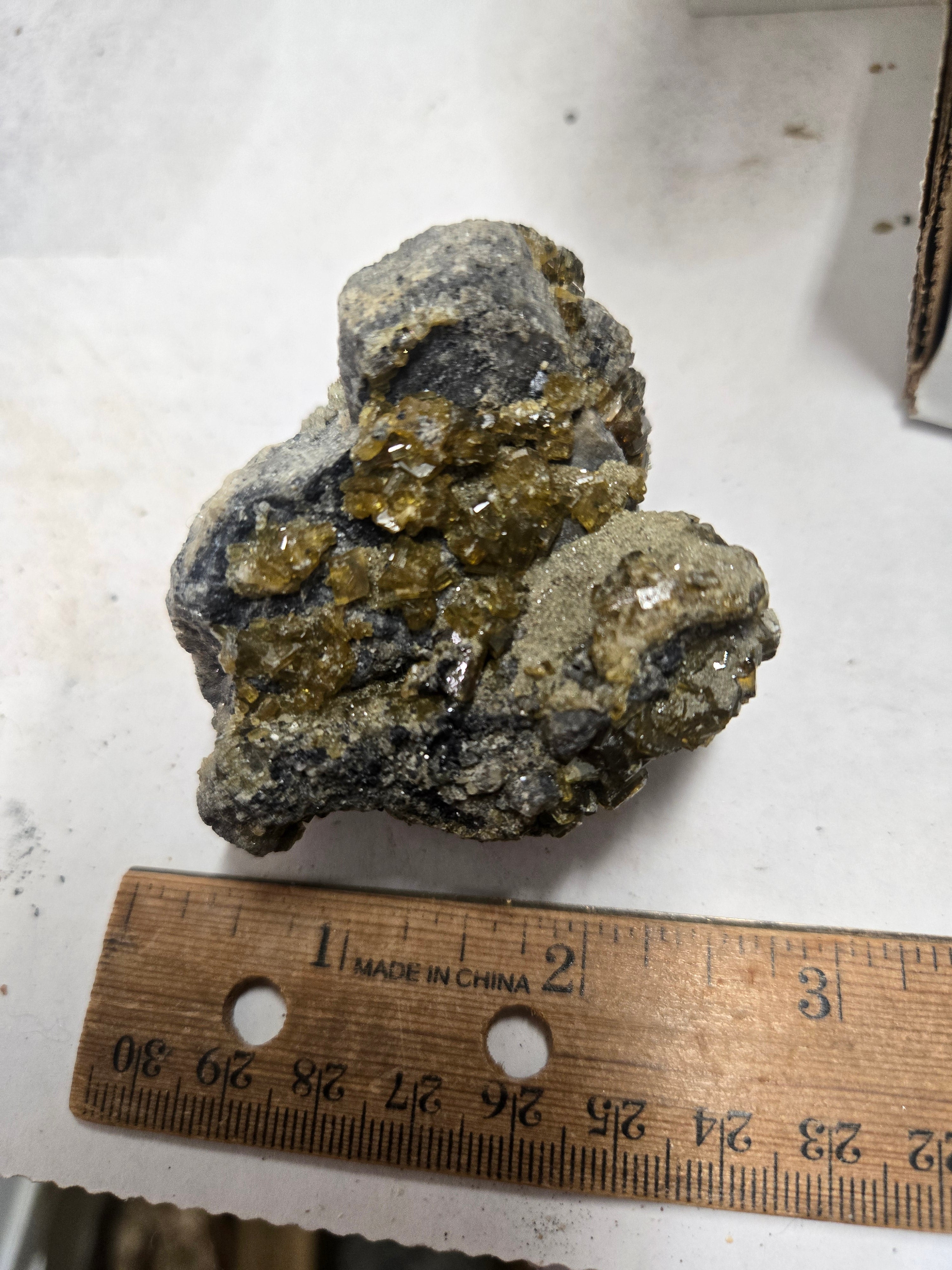 Golden barite in matrix