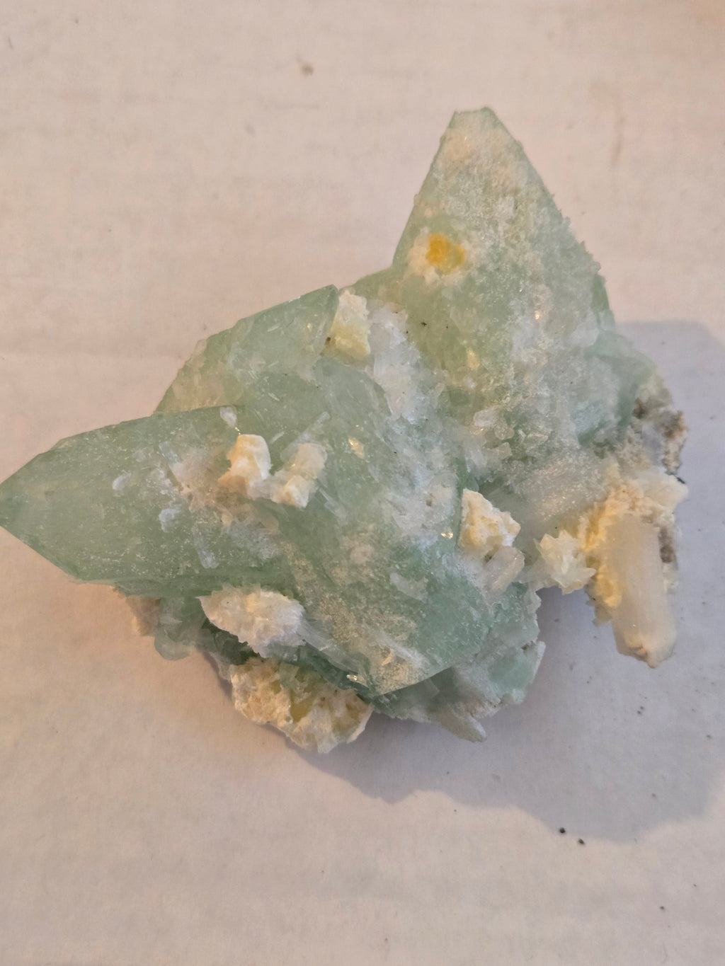 Green Apophyllite (Fluorapophyllite) with Mordenite specimen