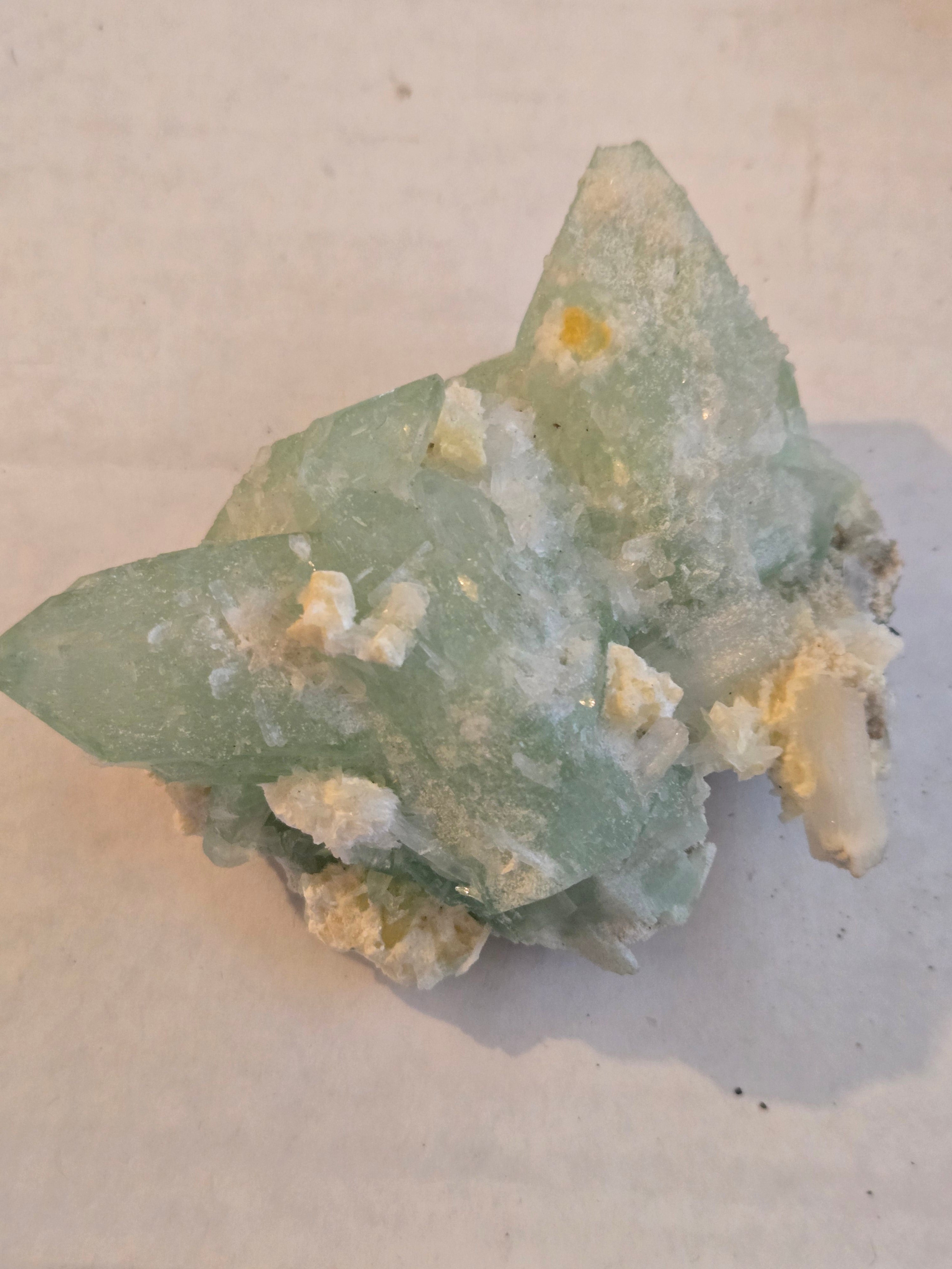Green Apophyllite (Fluorapophyllite) with Mordenite specimen