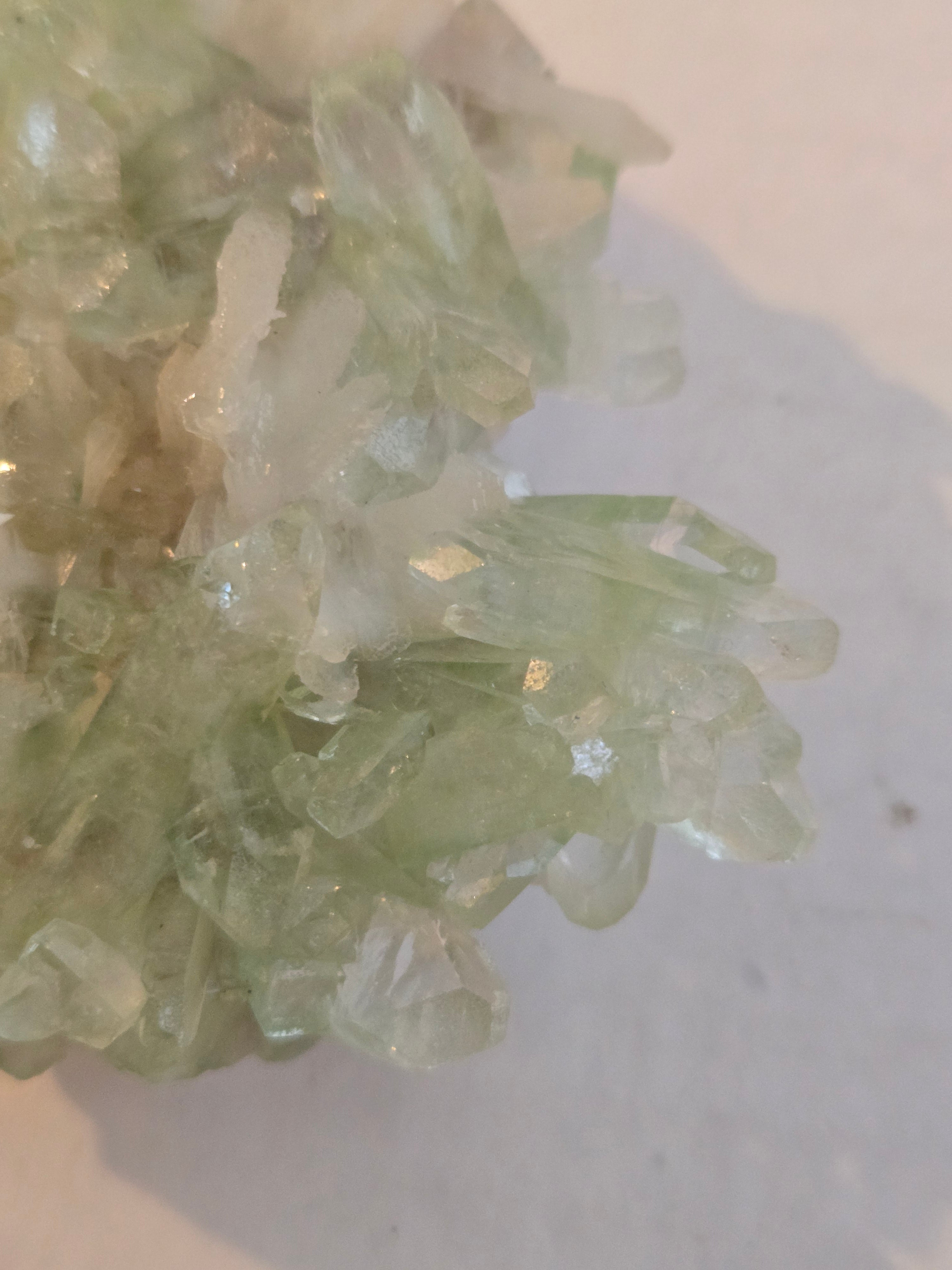 Green Apophyllite (Fluorapophyllite) with stilbite specimen