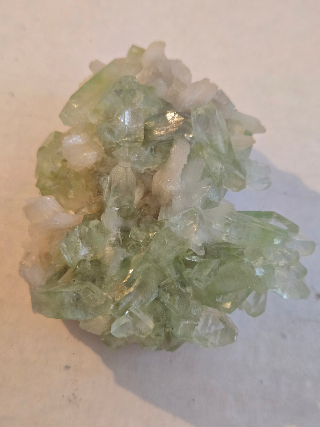 Green Apophyllite (Fluorapophyllite) with stilbite specimen
