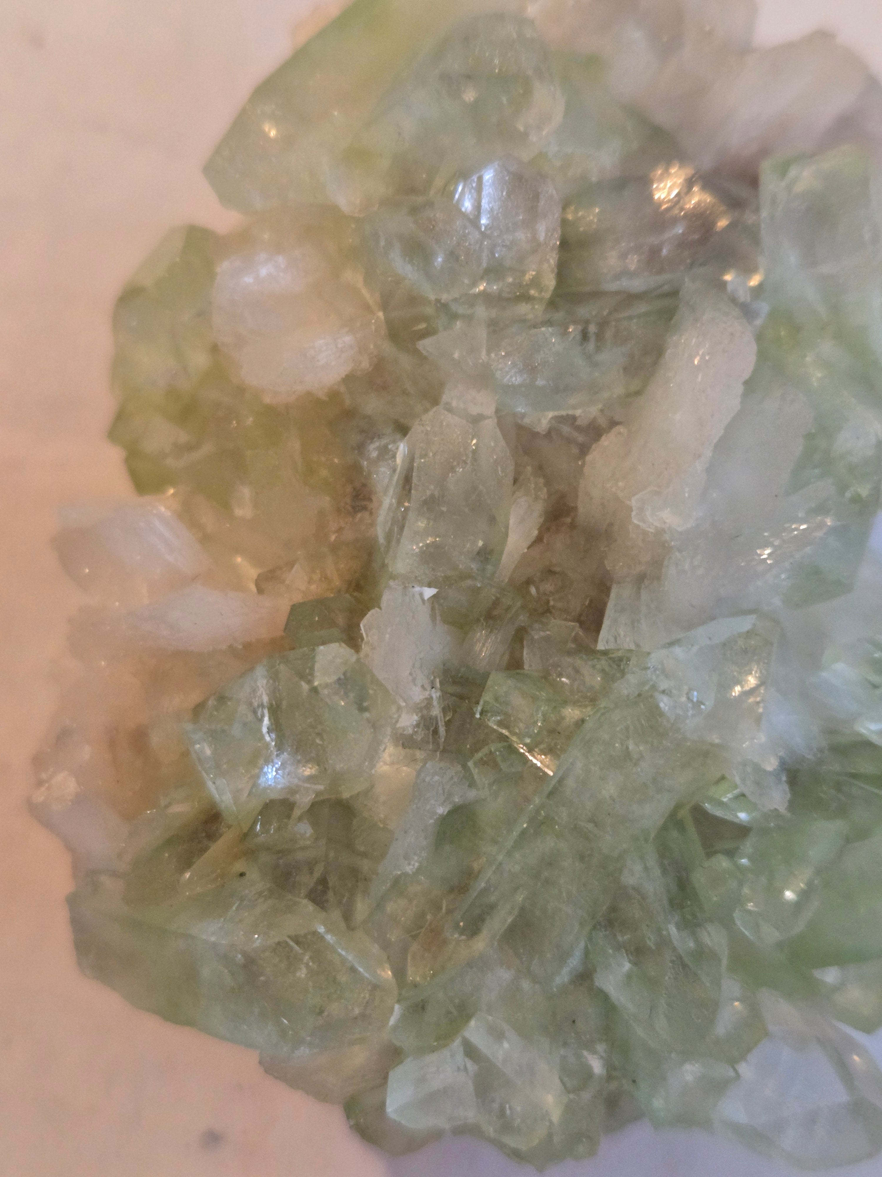 Green Apophyllite (Fluorapophyllite) with stilbite specimen