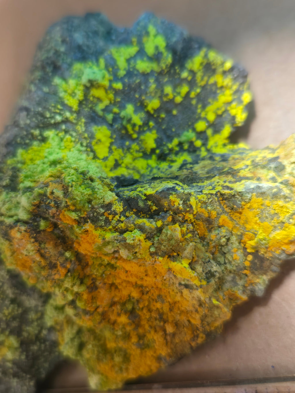 Johannite with uranopilite