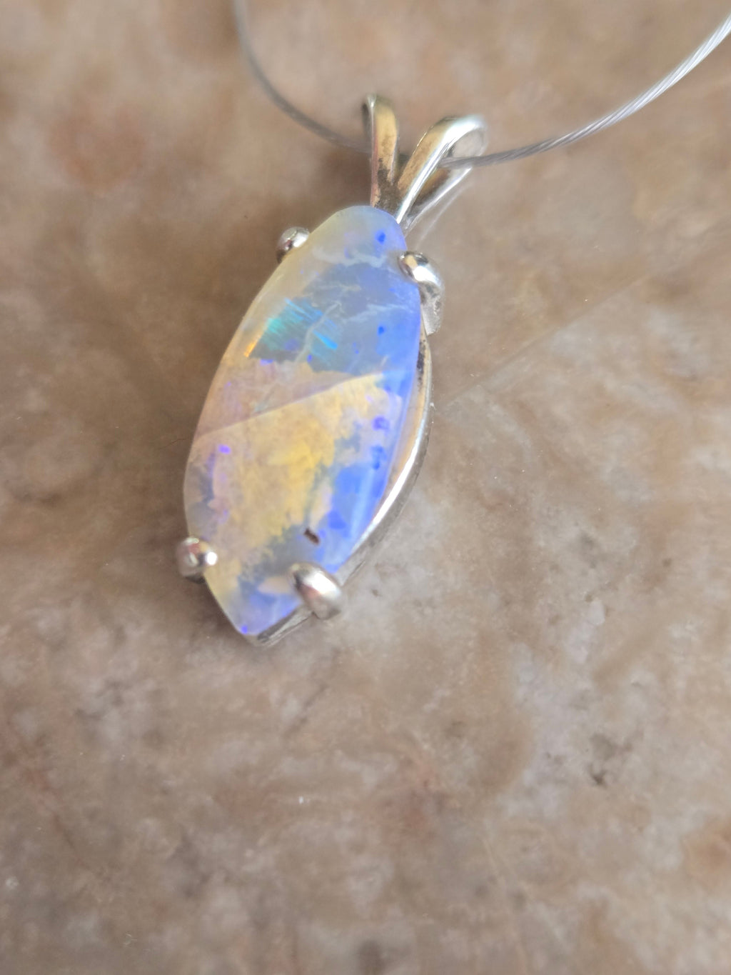 Lightning Ridge Australian Black Opal Marquise Pendant
