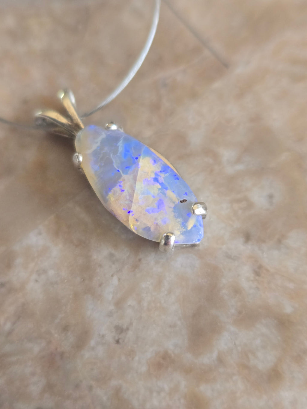 Lightning Ridge Australian Black Opal Marquise Pendant
