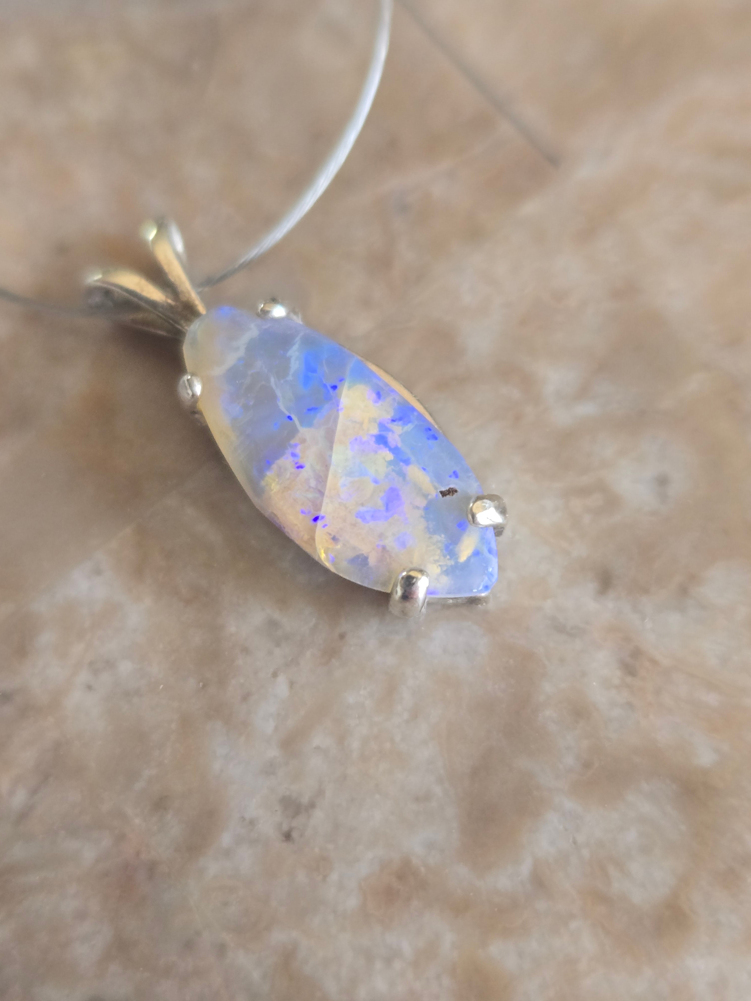 Lightning Ridge Australian Black Opal Marquise Pendant