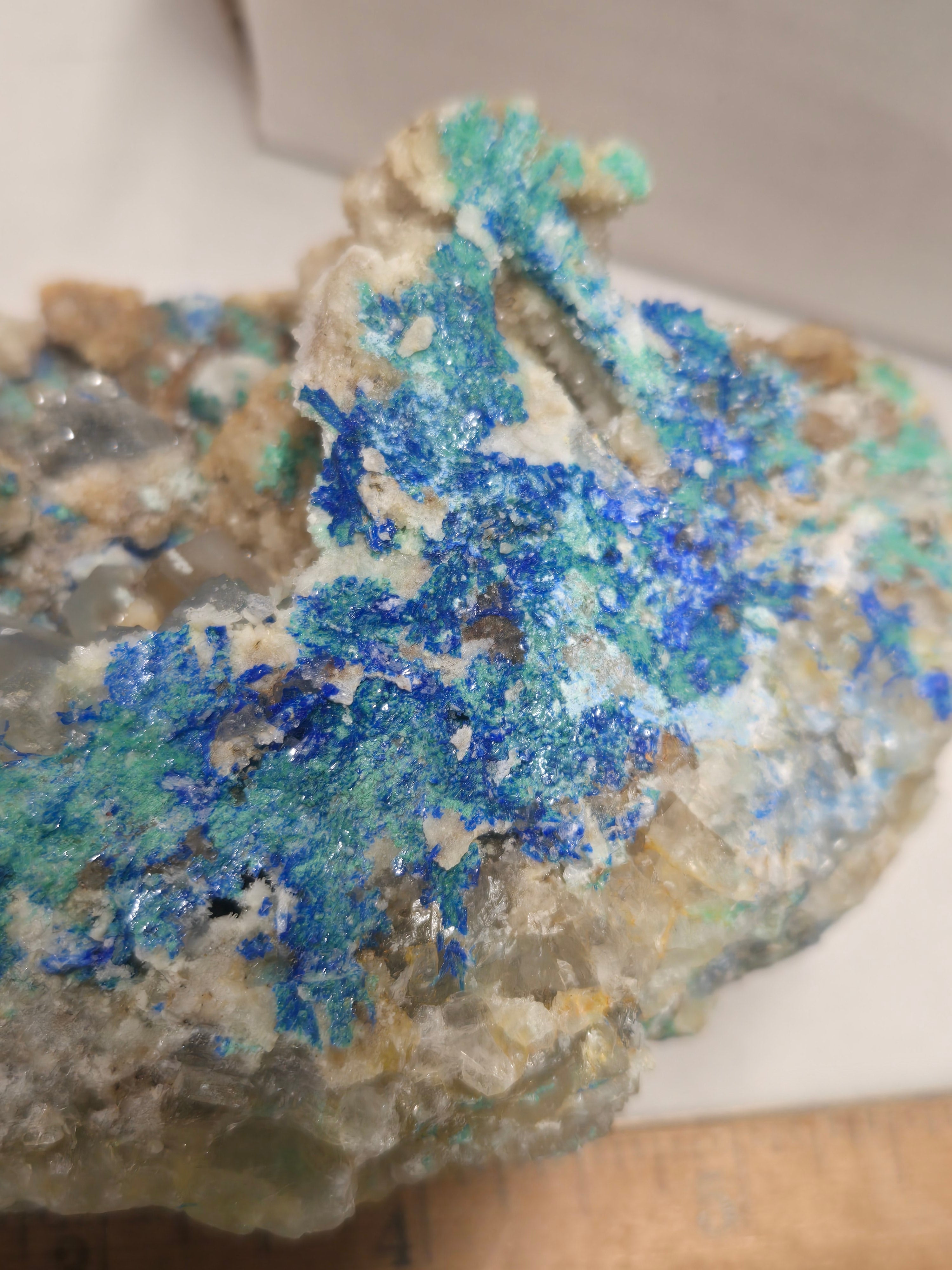Linarite caledonite fluorite behemoth