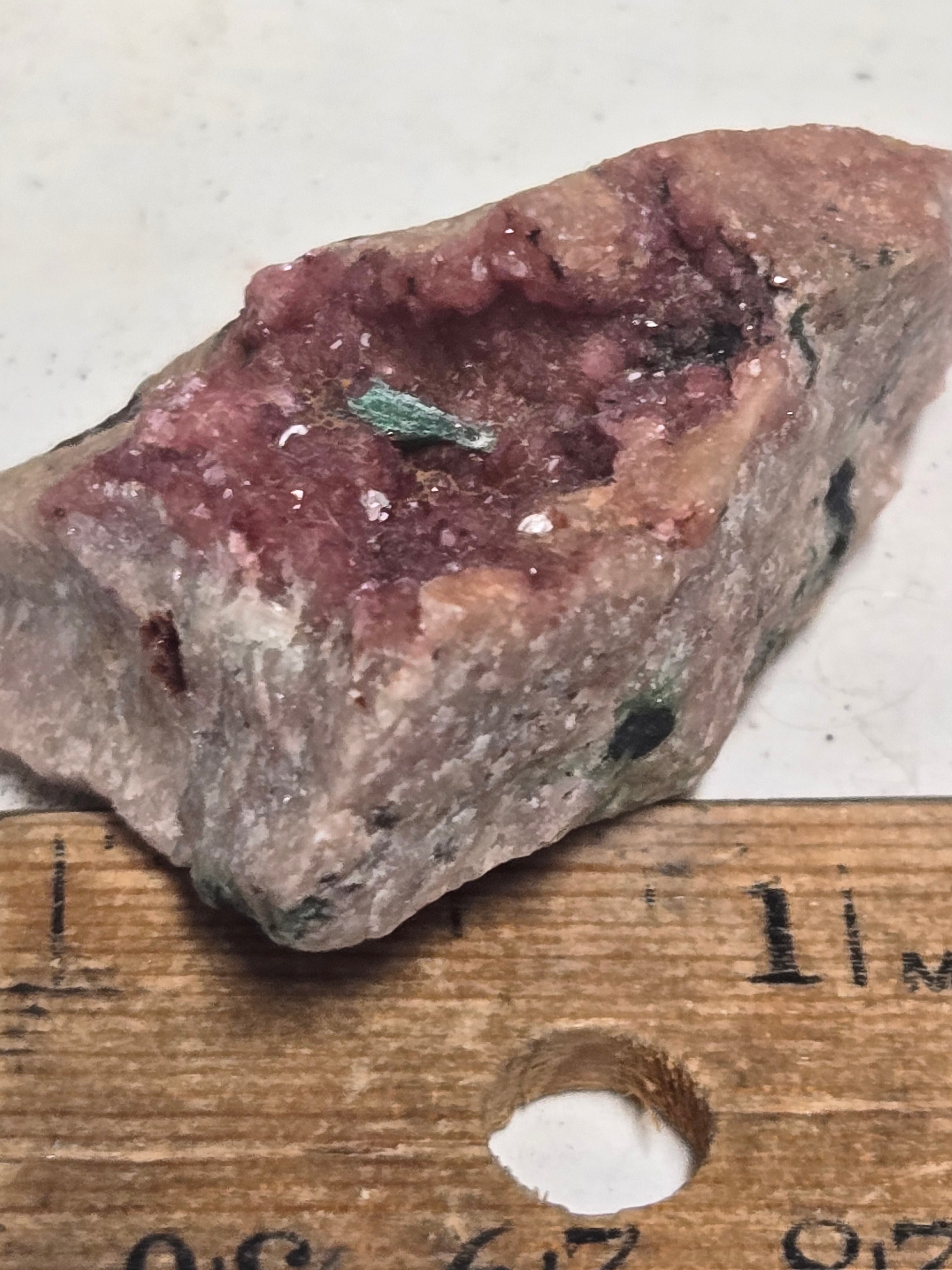 Malachite on Cobaltian Calcite (cobaltocalcite) specimen