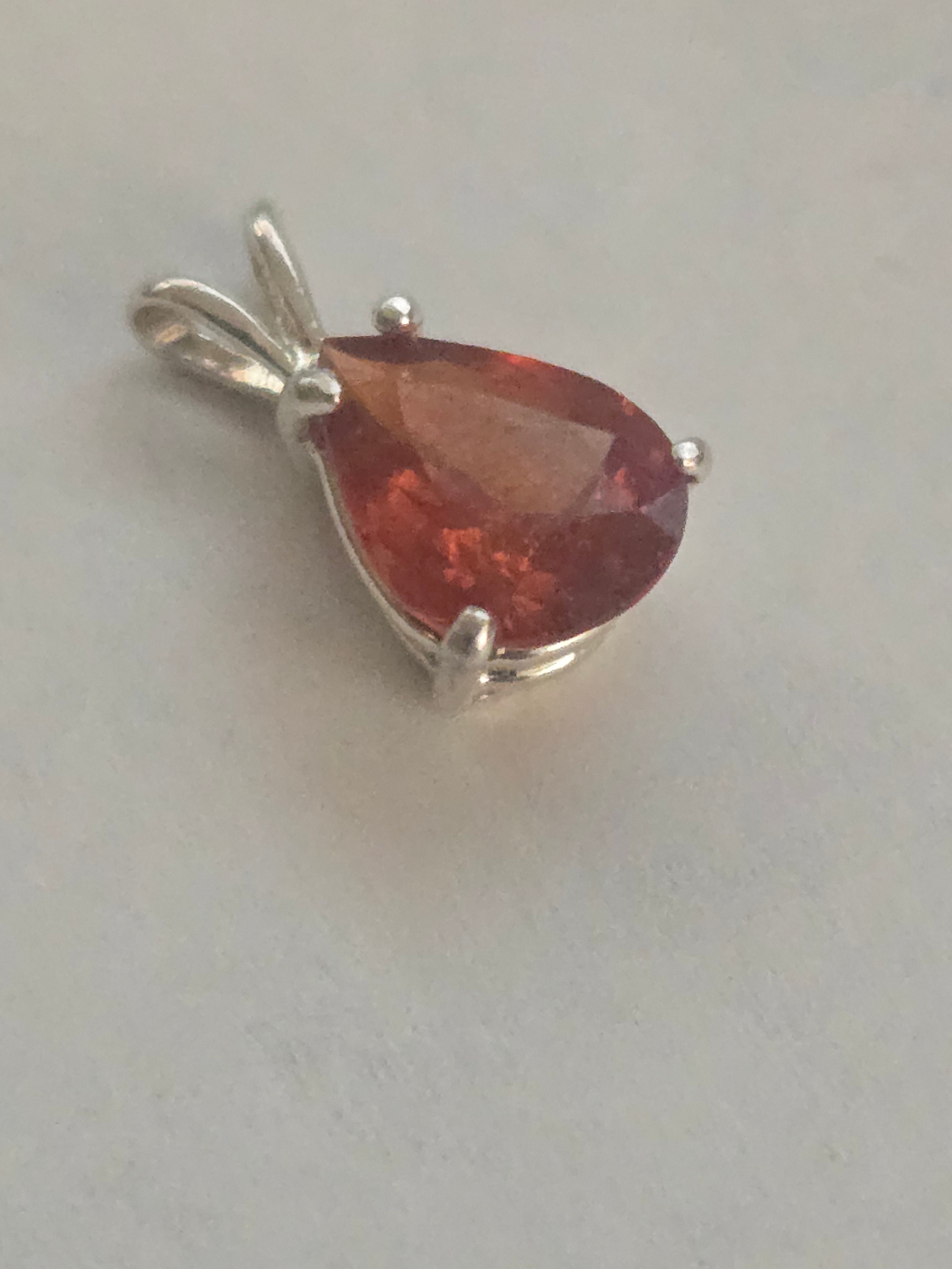 Mandarin Garnet Pear Pendant