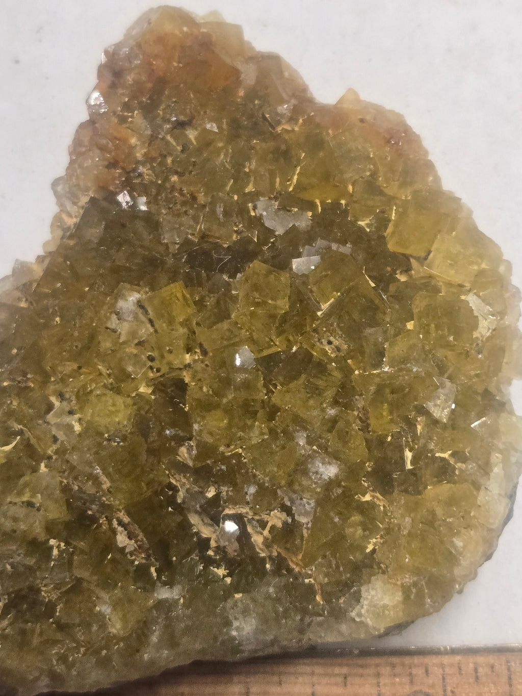 Marcasite on yellow fluorite