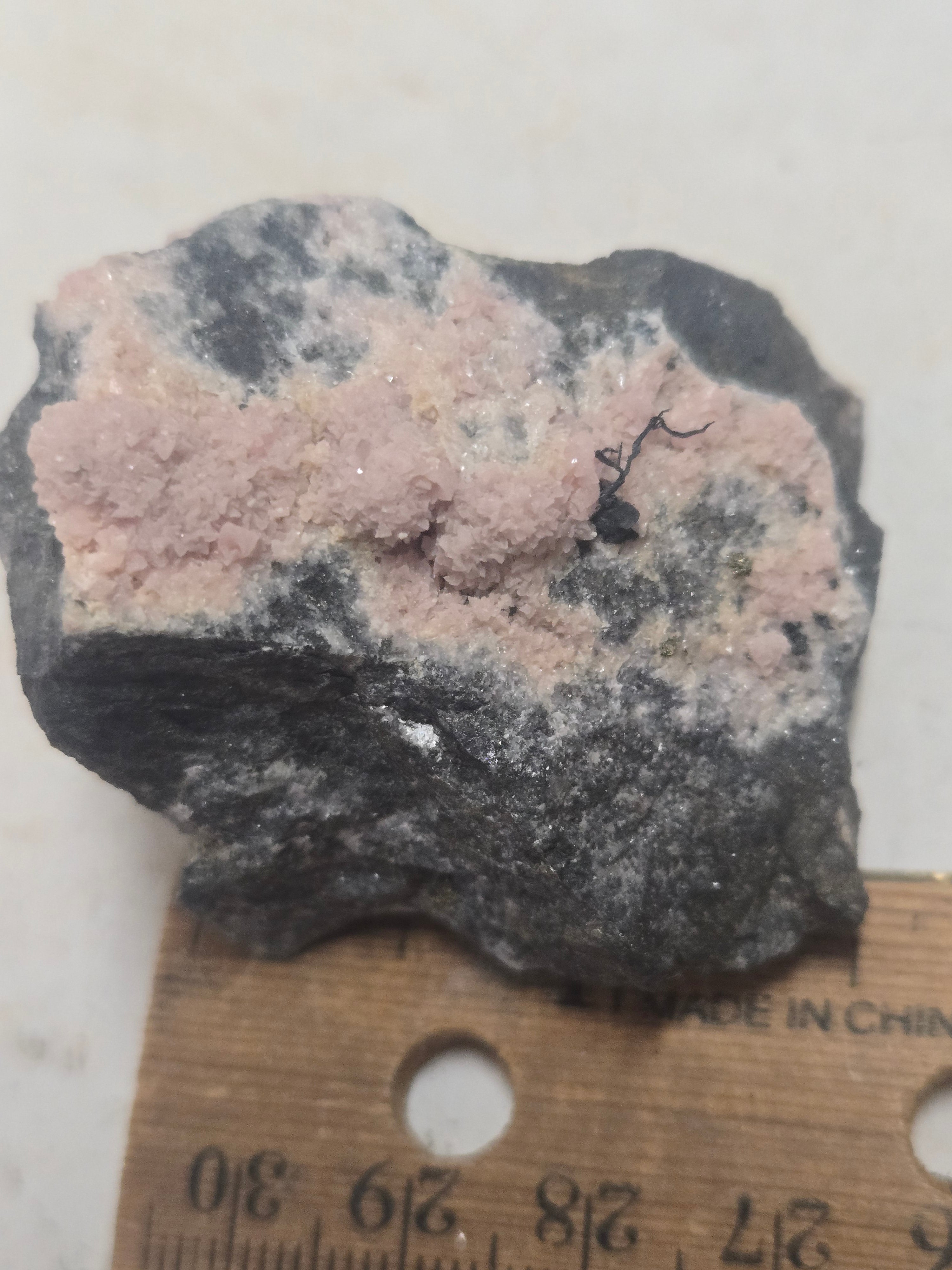 Native silver on rhodochrosite