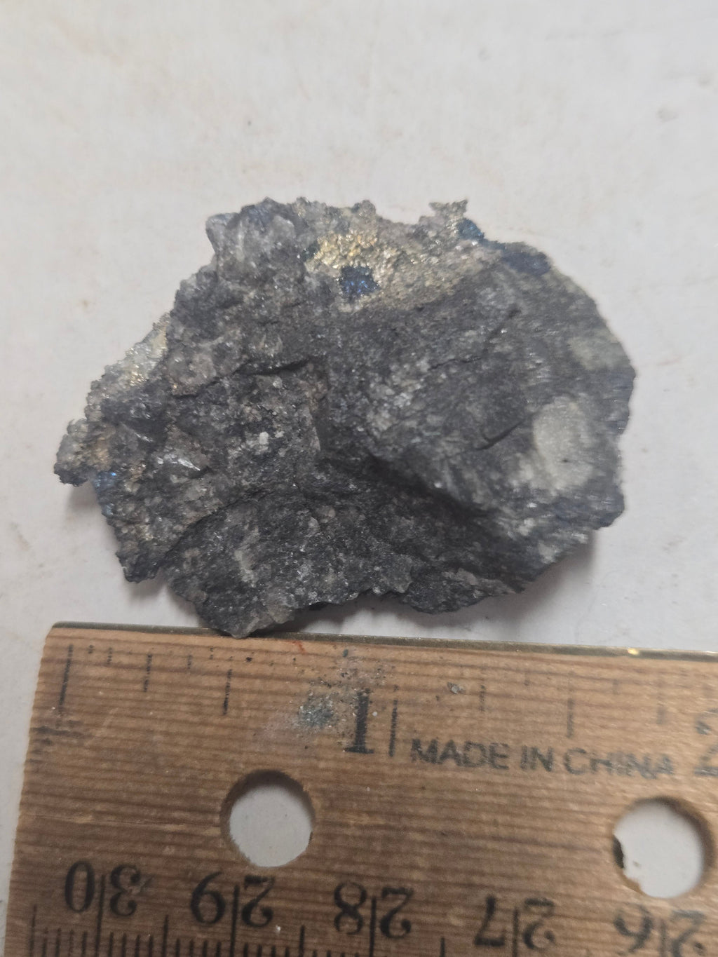 Native silver with bornite
