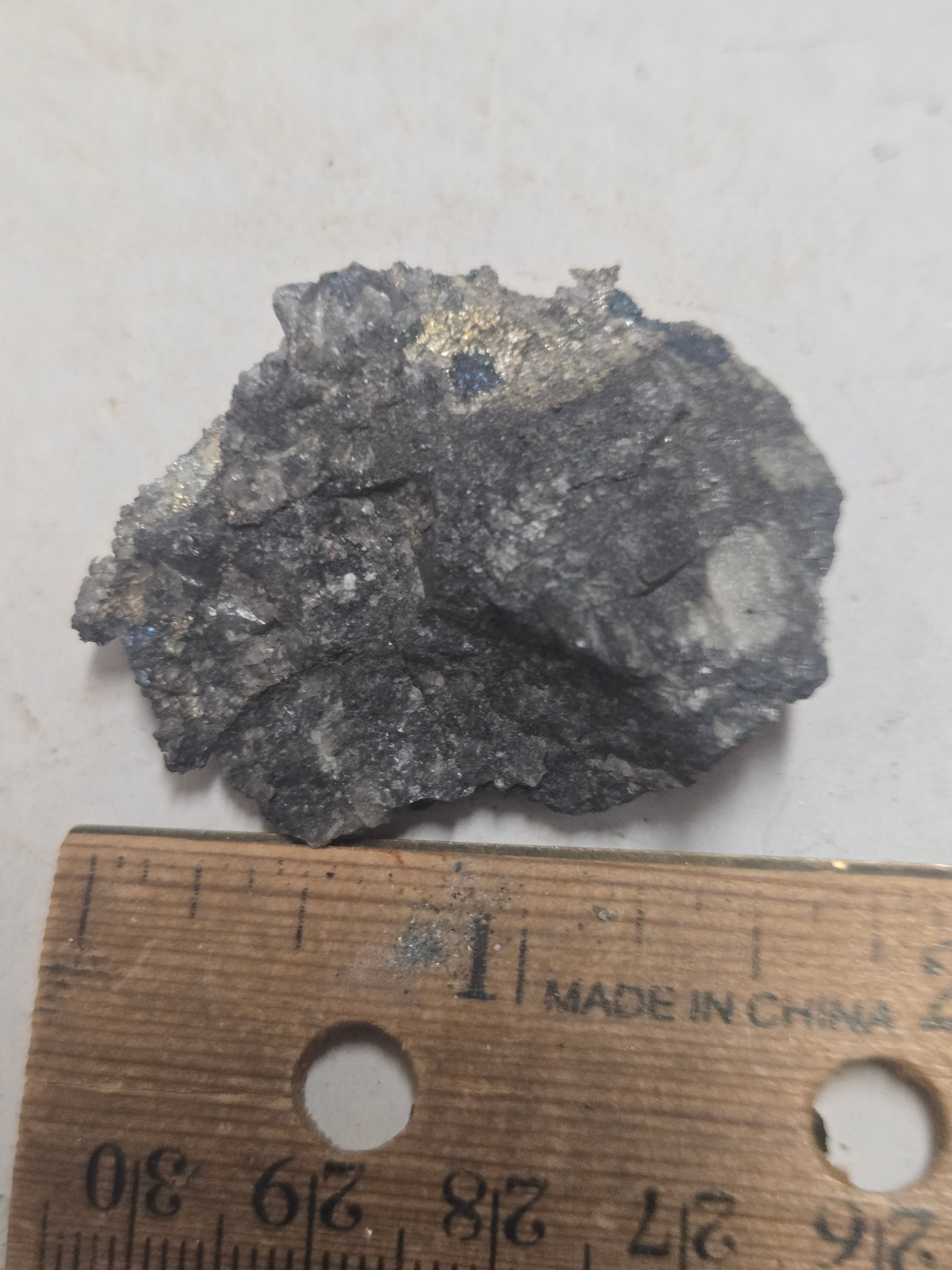 Native silver with bornite