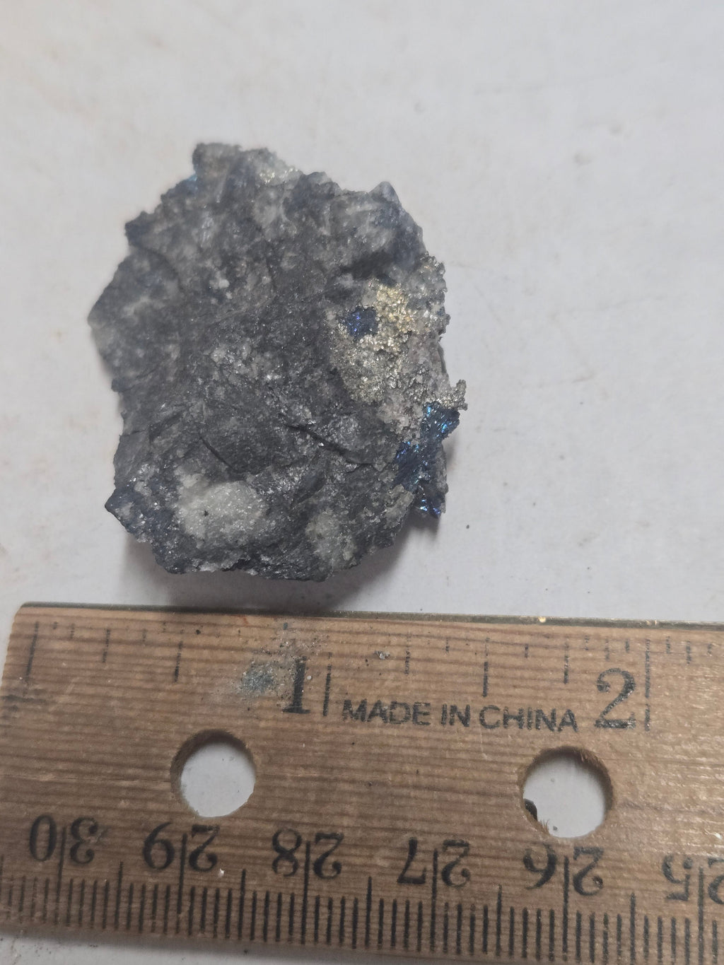 Native silver with bornite