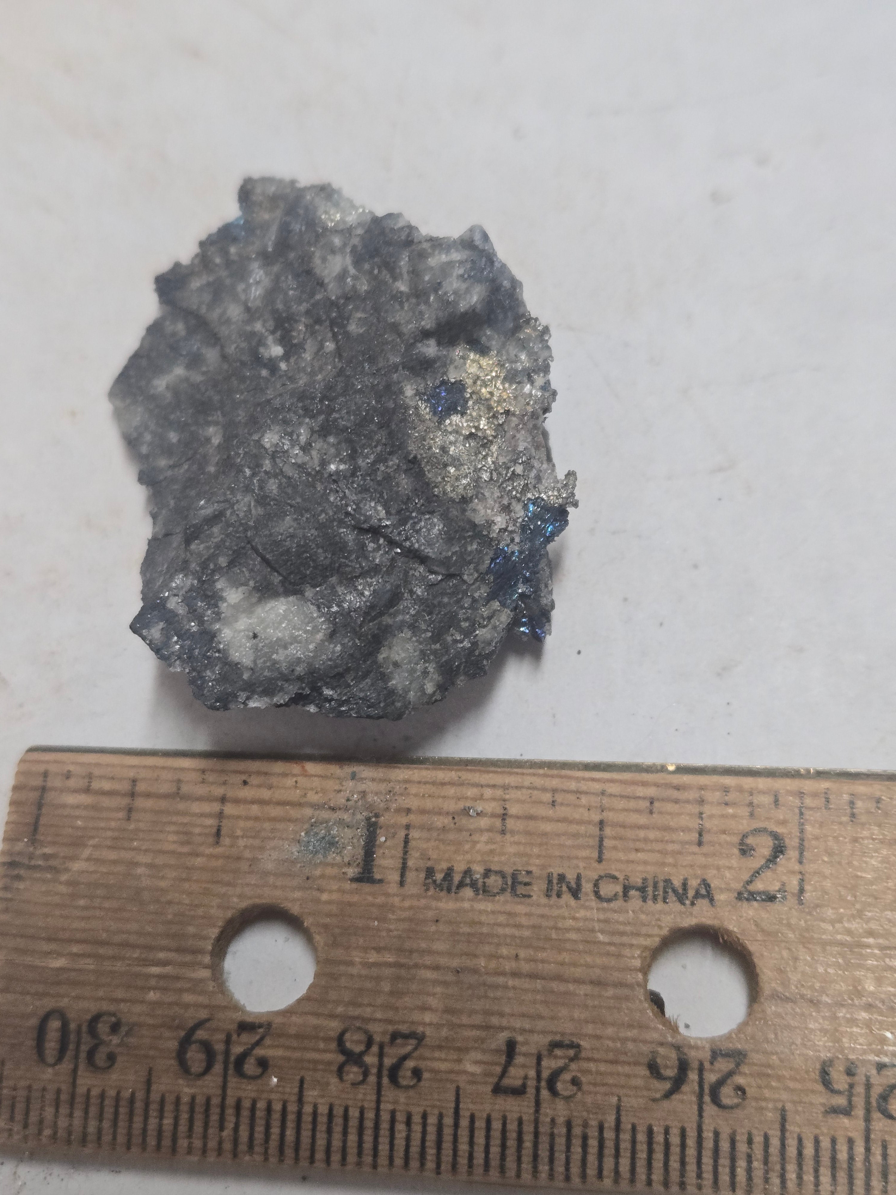 Native silver with bornite