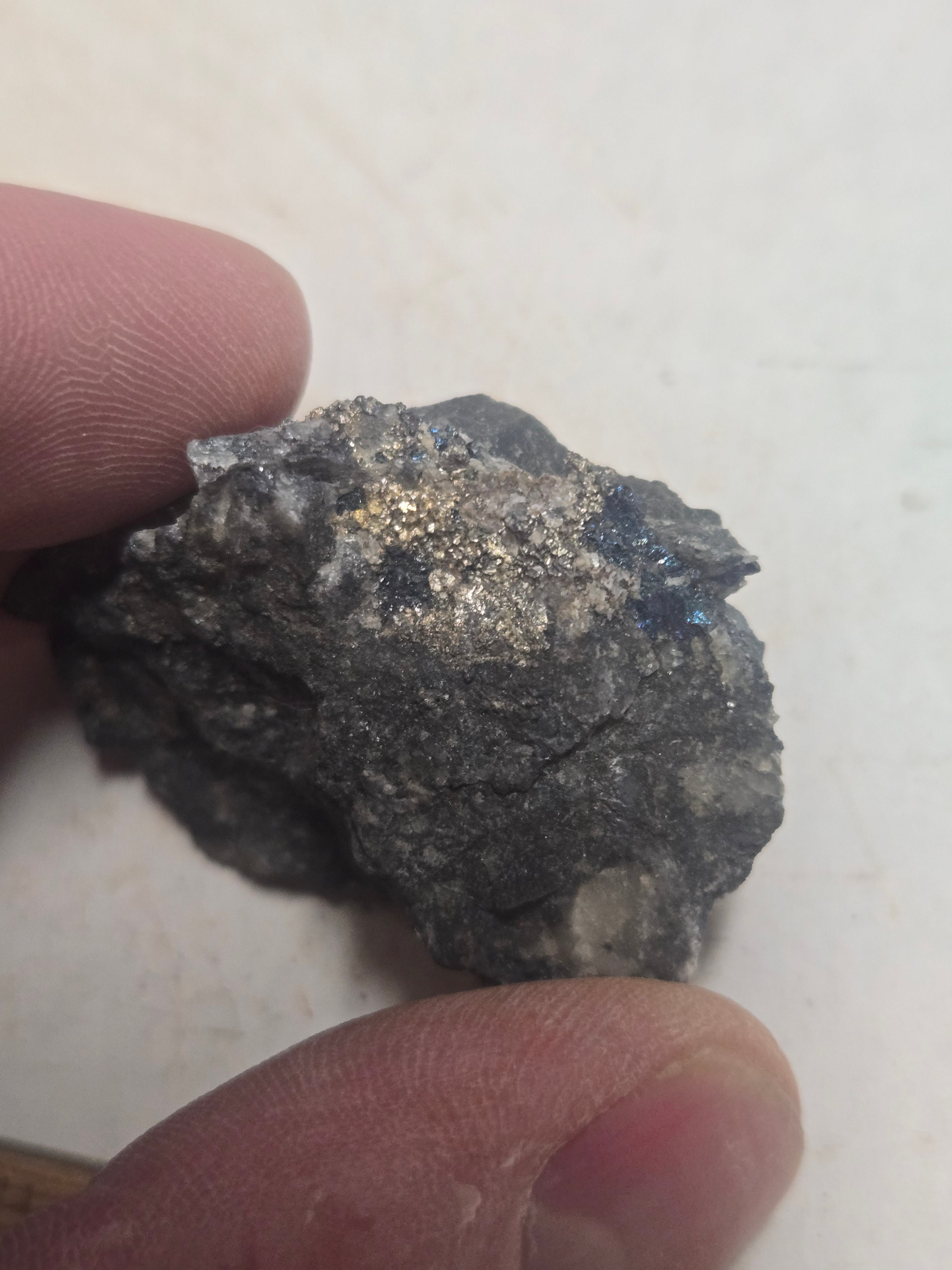 Native silver with bornite