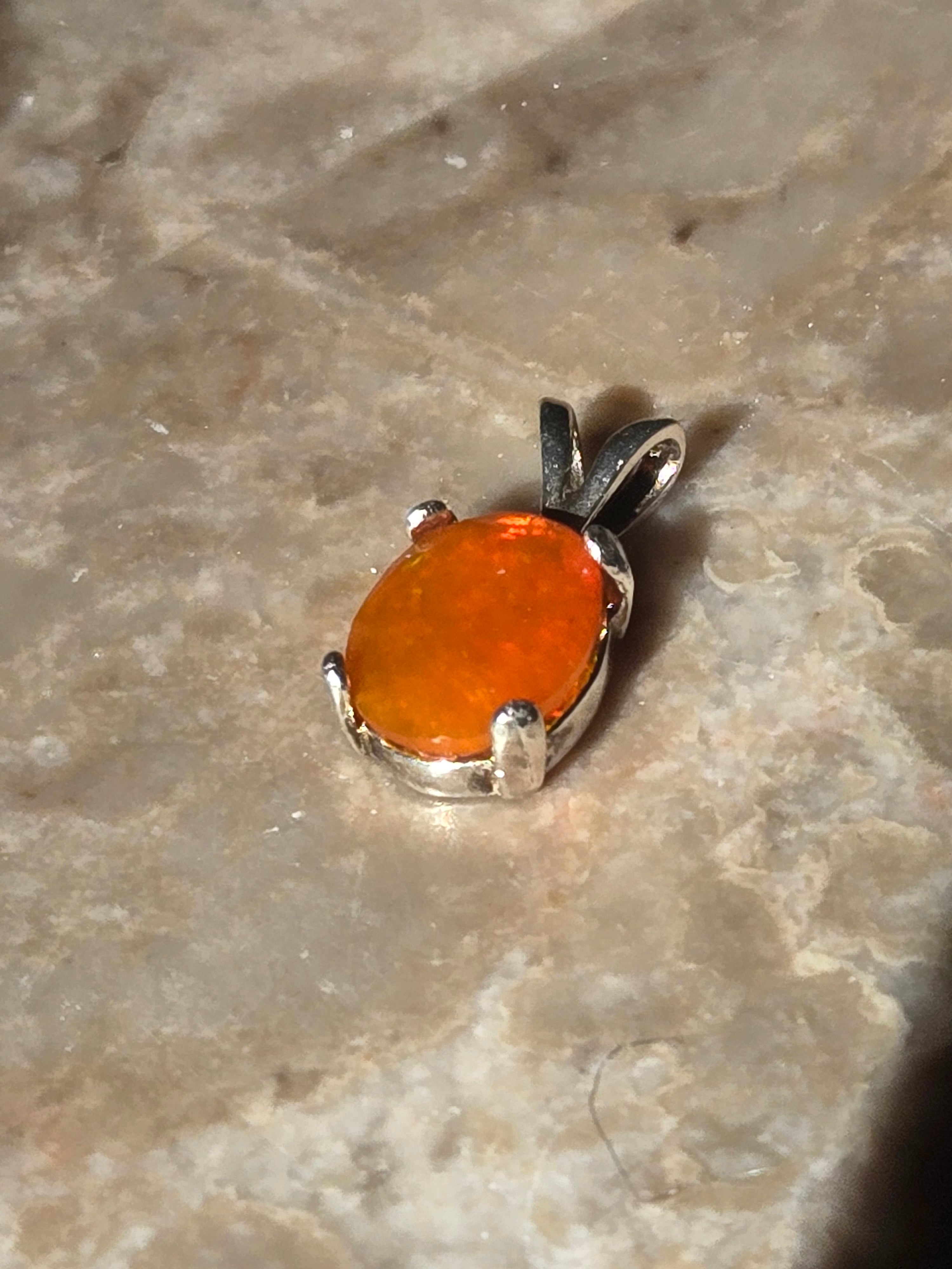 Orange Welo Opal pendant