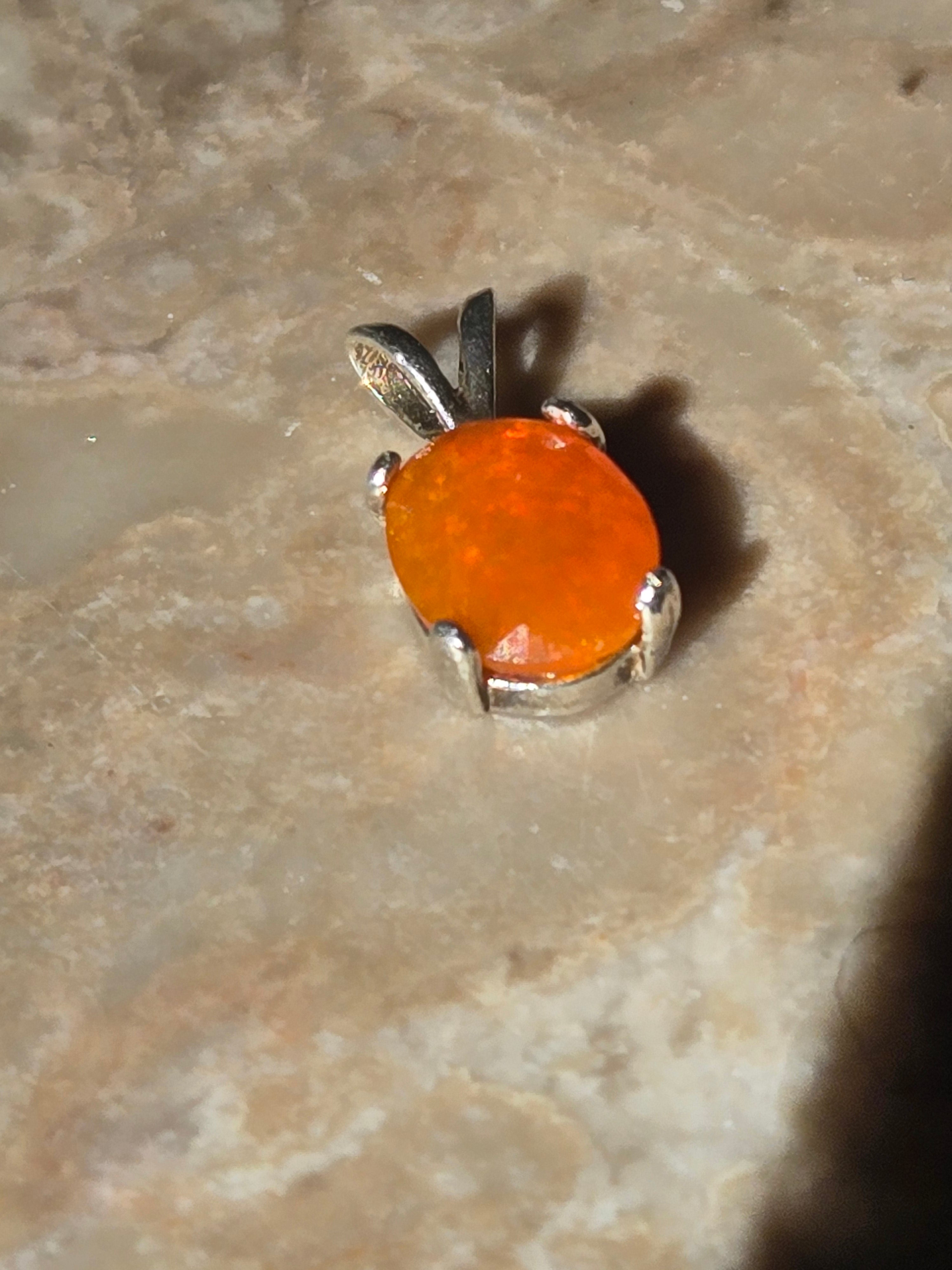 Orange Welo Opal pendant
